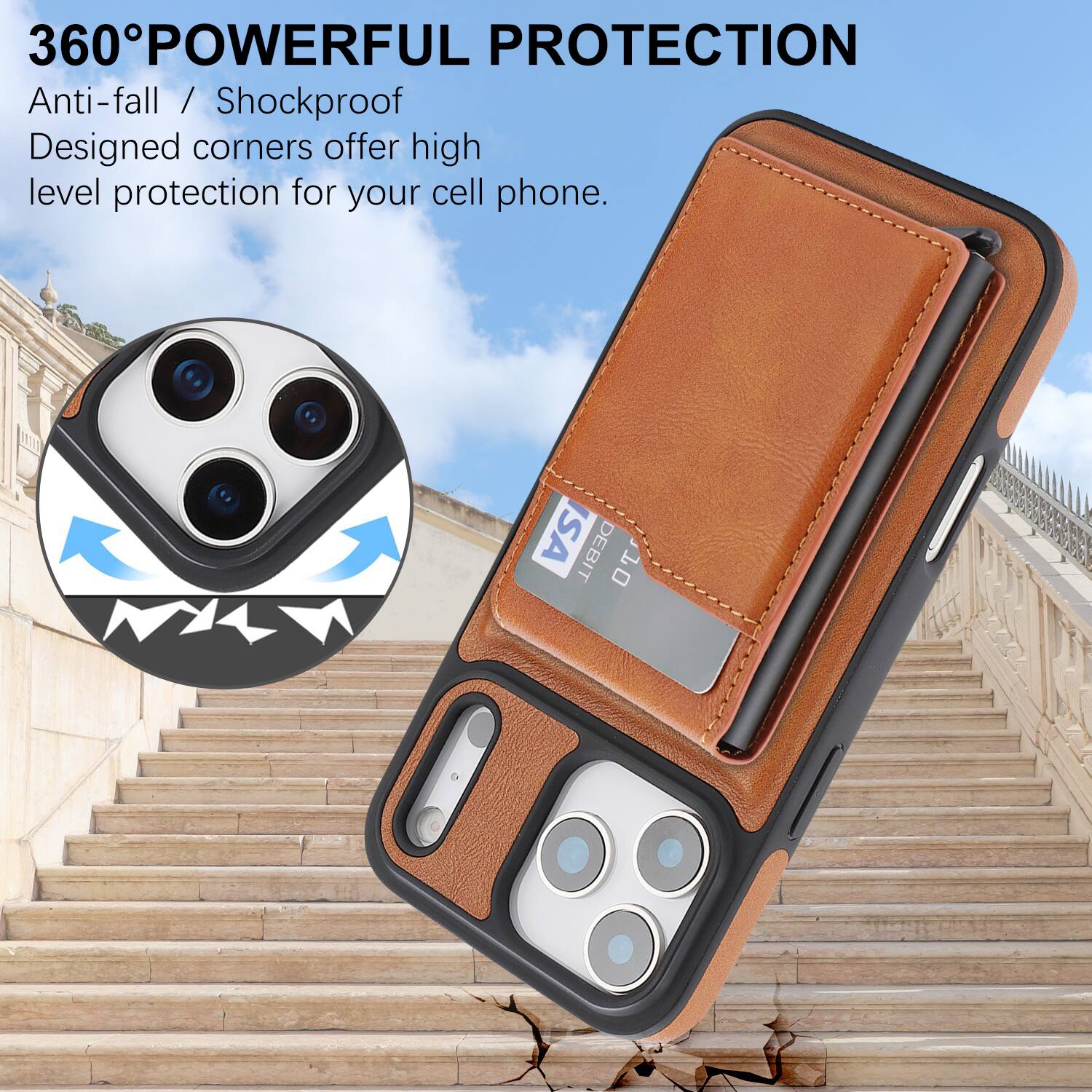 360° POWERFUL PROTECTION  
Anti-fall / Shockproof  
Designed corners offer high level protection for your cell phone.