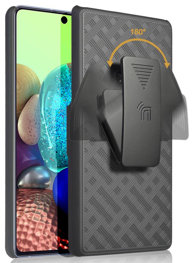 Alt View 3. Nakedcellphone - Case with Stand and Belt Clip Holster for Samsung Galaxy A71 5G - Black.