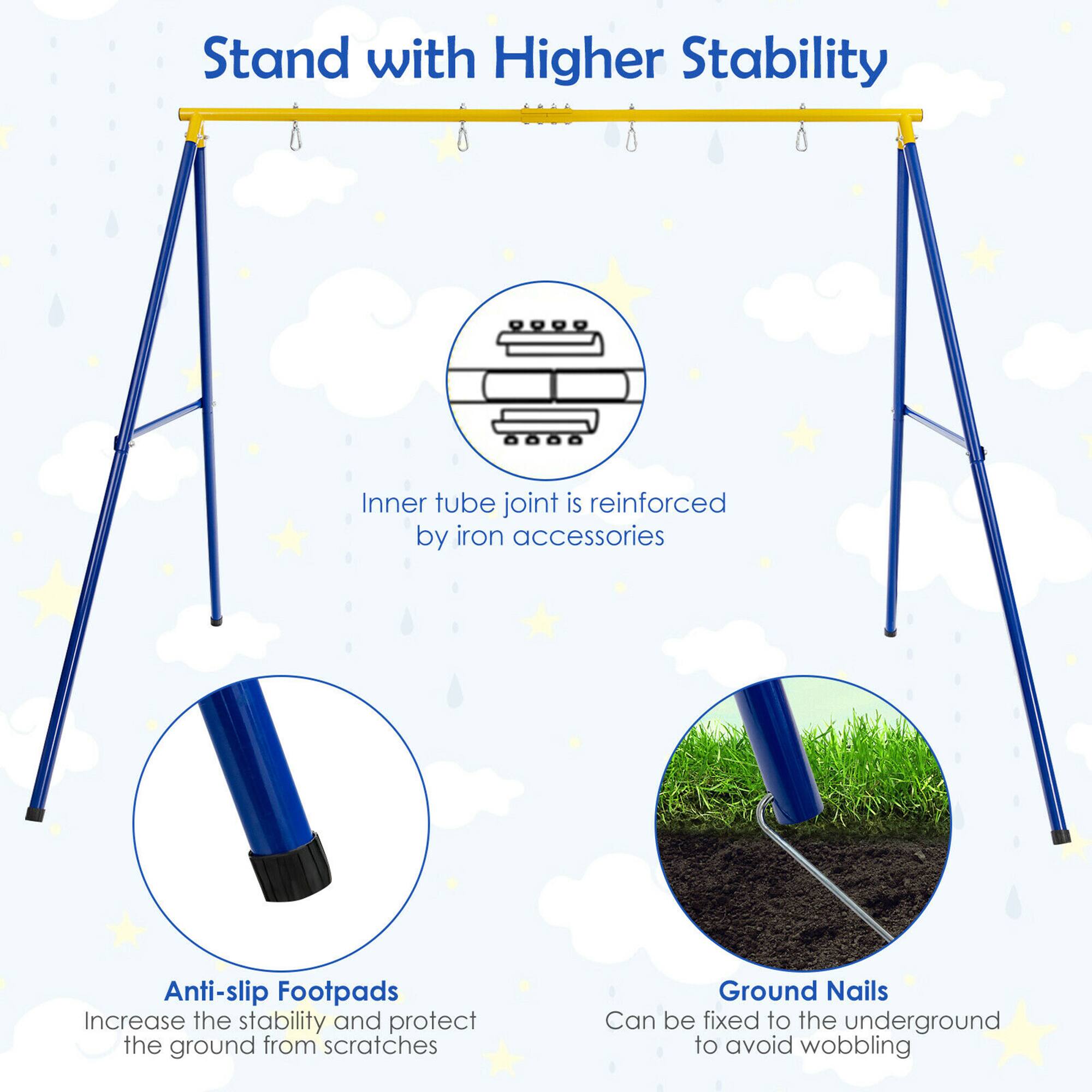 Stand with Higher Stability

- Inner tube joint is reinforced by iron accessories
- Anti-slip Footpads: Increase the stability and protect the ground from scratches
- Ground Nails: Can be fixed to the underground to avoid wobbling