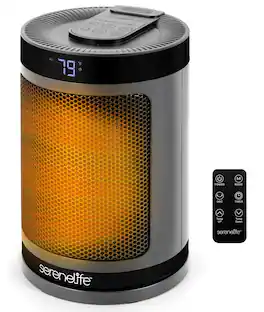 SereneLife - SLSPCHTR3GY Portable Space Heater, 1500W PTC Ceramic, Thermostat, Remote, Oscillation - Gray