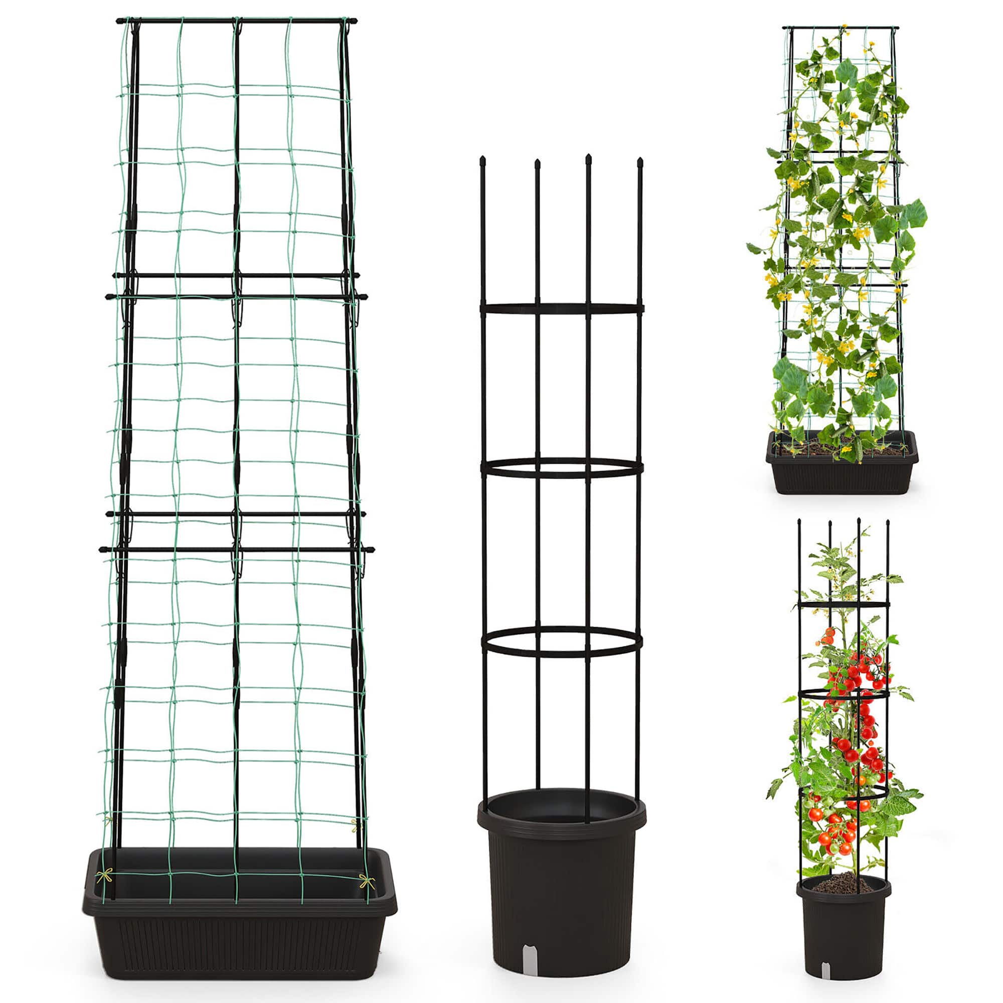 Gymax - 2 Pack Garden Planters w/ Trellis Adjustable Height & Self-watering System - Black price history on PriceWatchPro
