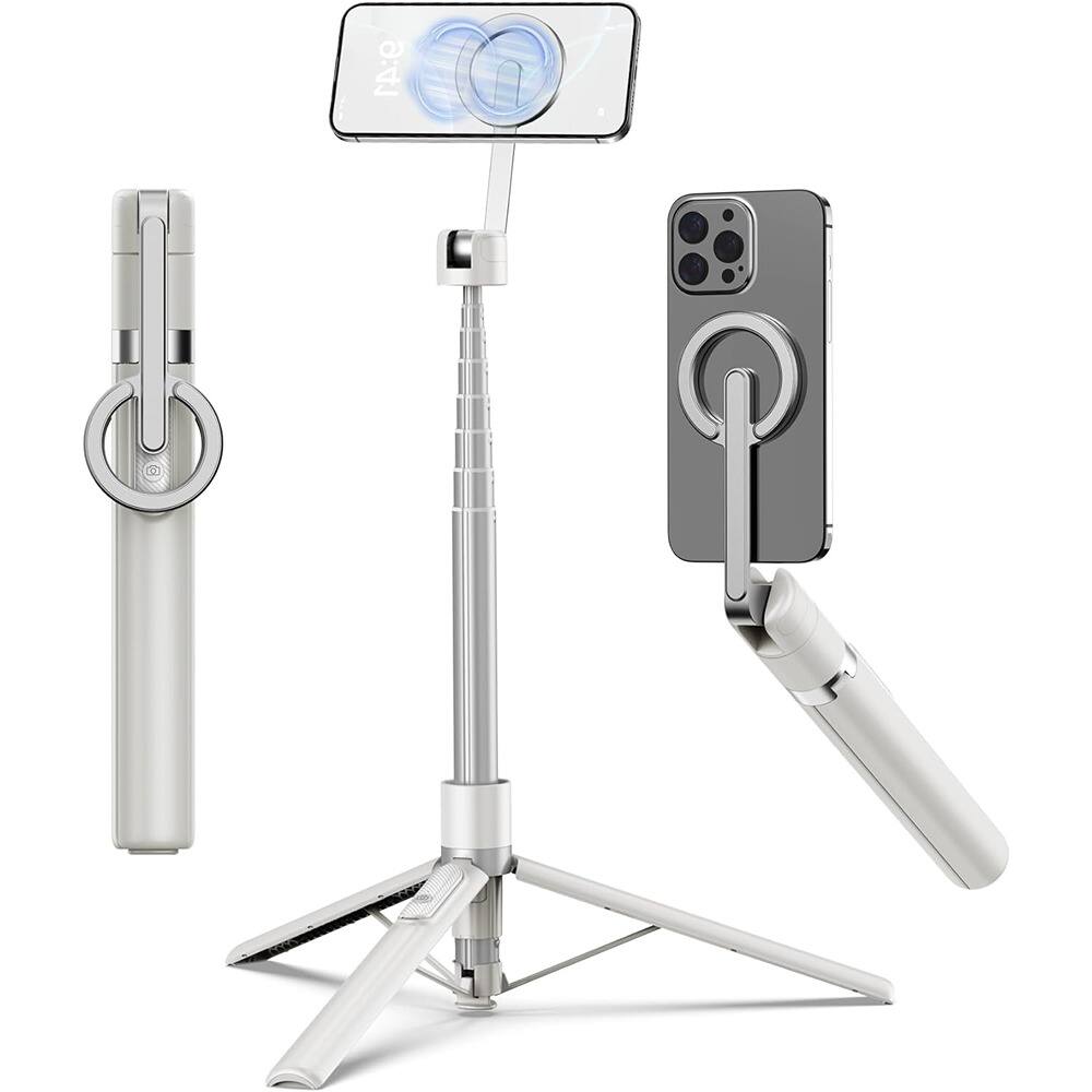 PARKER SLATER - 68" Magnetic Selfie Stick Tripod for MagSafe with 360° Rotation & Remote – Beige Gray