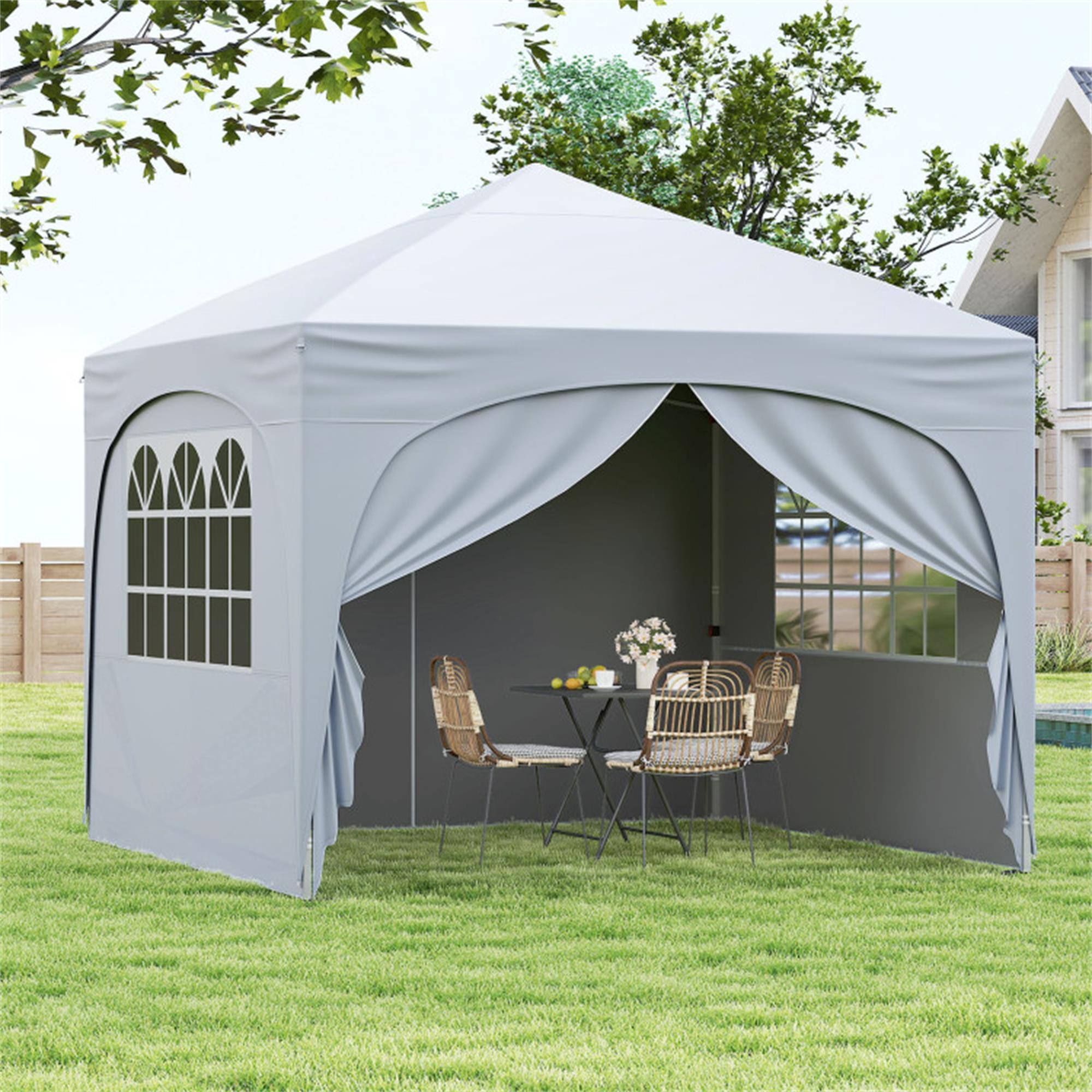 Alt View 3. Boyel Living - White Pop Up Canopy Tent 120-in W x 120-in D x 84-in H - White.