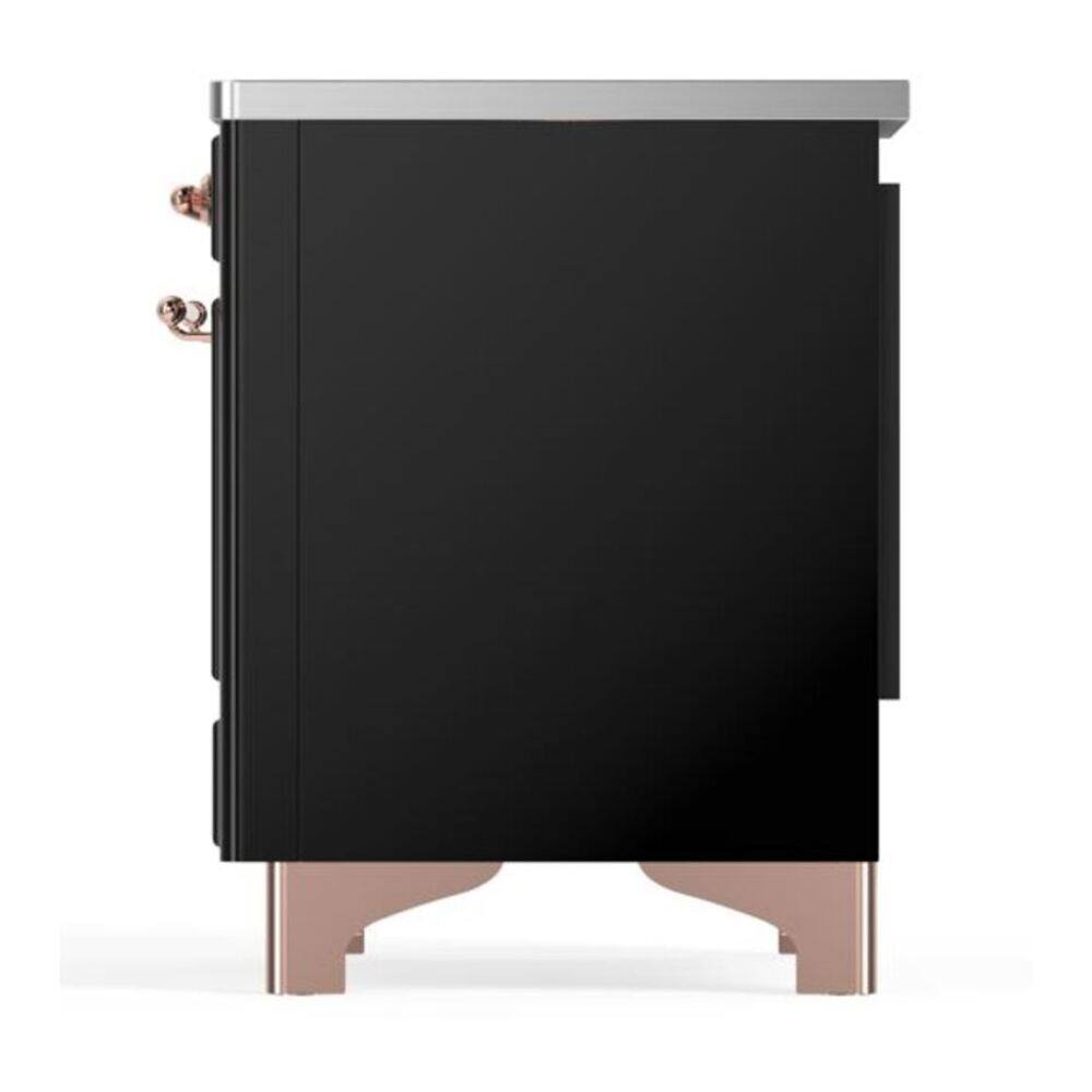 Alt View 4. ILVE - ILVE Majestic II 36 inch Induction Range with 5 Elements (Glossy Black, Copper Trim) - Glossy Black.