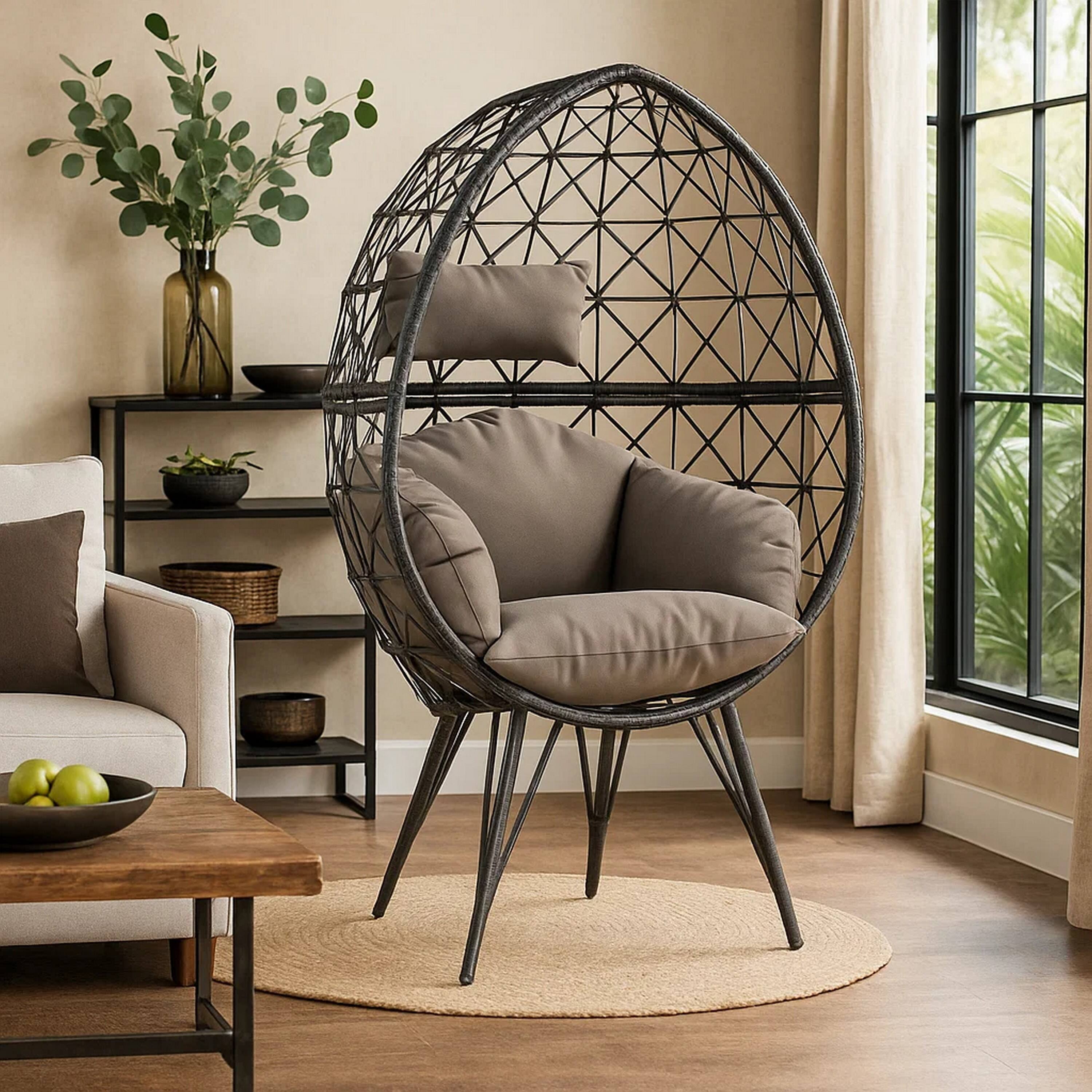 Alt View 6. Manhattan Lane - Patio Lounge Chair with Wicker Geometric Pattern - Black.