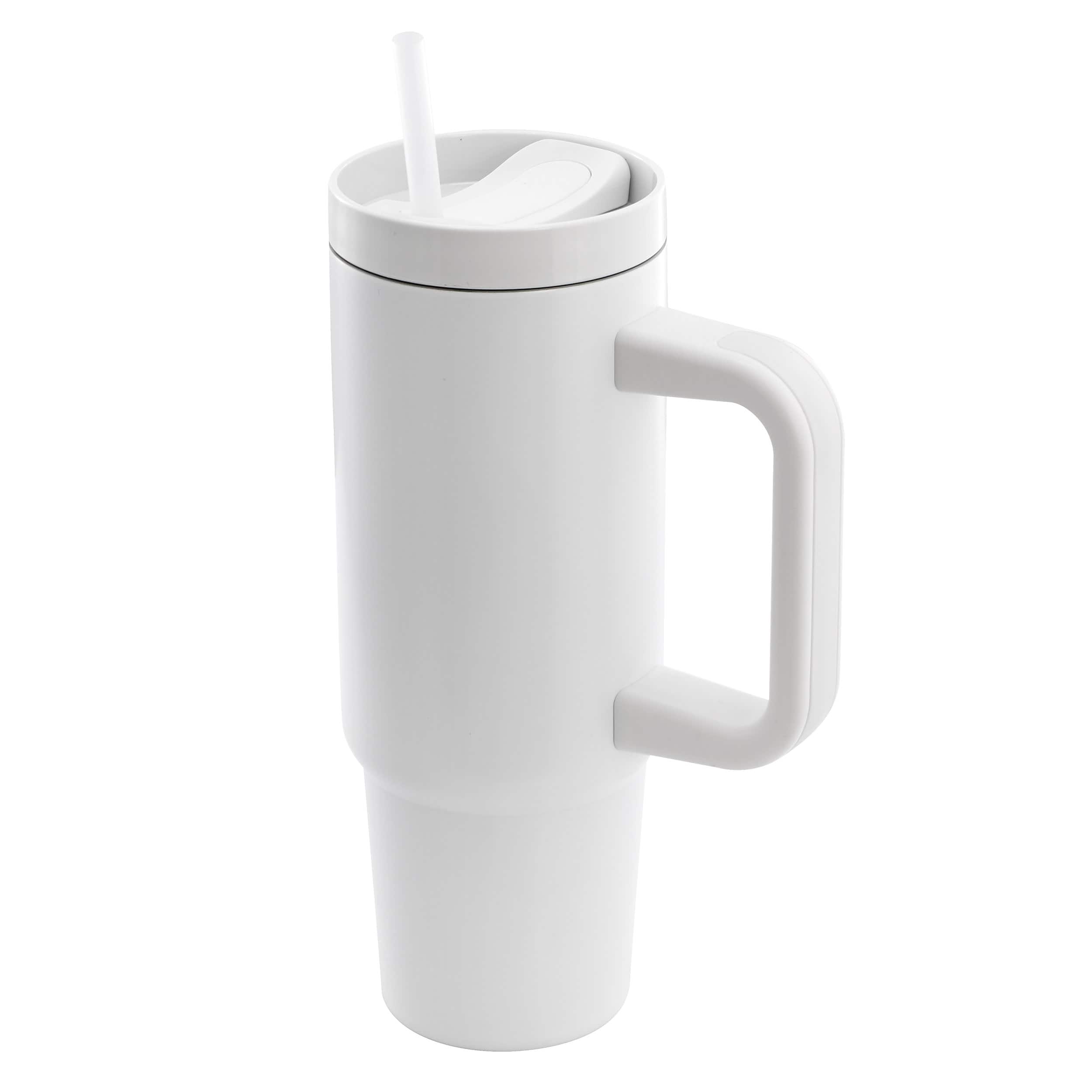 Gibson - Home 29oz Marina Stainless Steel Thermal Tumbler with Side Handle and Straw - White