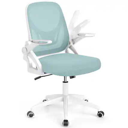 Front. Costway - Costway Mesh Office Chair with Lumbar Support & Flip-up Arms Rolling Casters for Work - Blue.