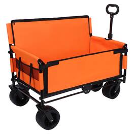 Mondawe - 3-in-1 Convertible Folding Wagon Utility Carts w/ 500LBS Capacity, 180L Space, All-Terrain Wheels for Outdoor Use - Orange