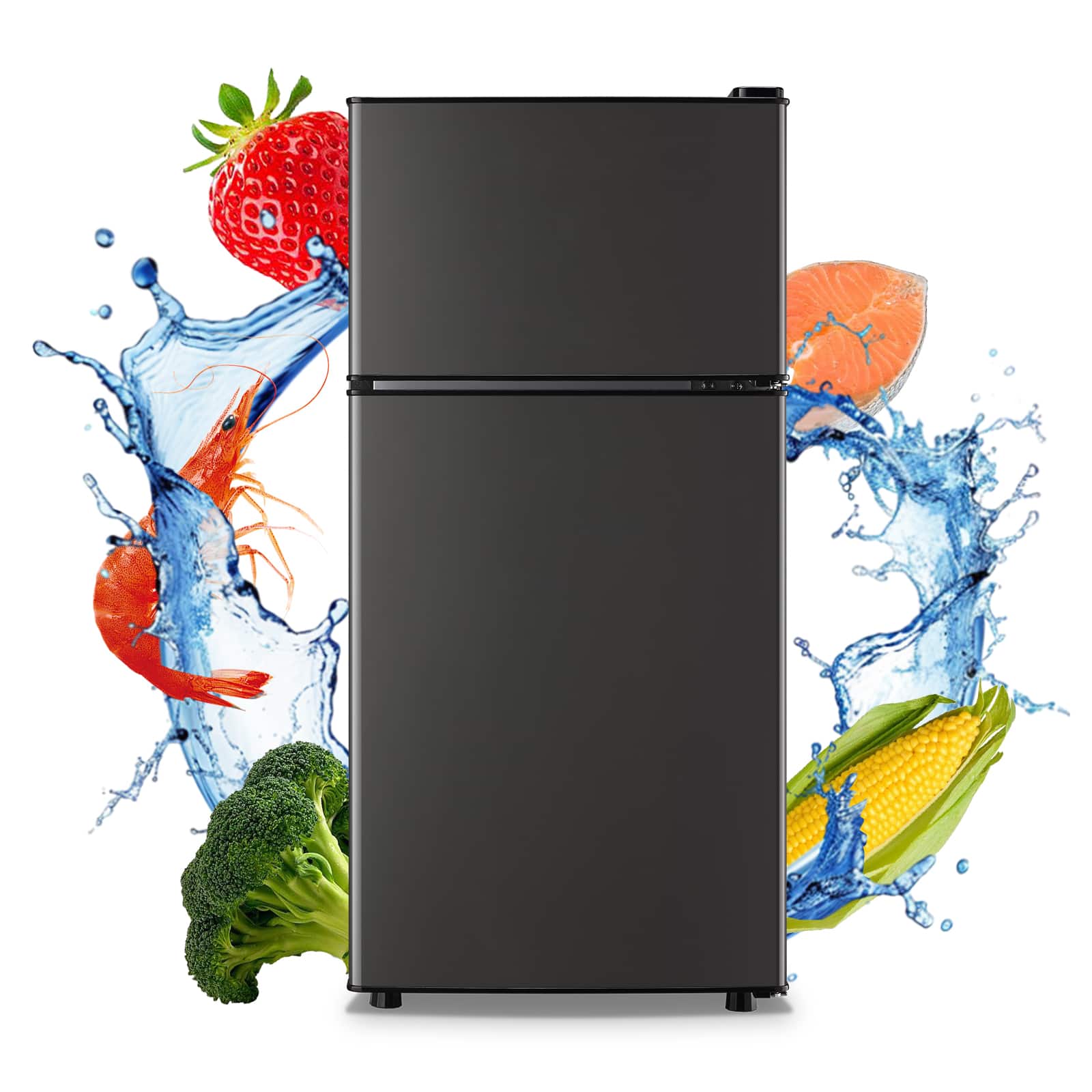 Tacool - Compact 60L Small Refrigerator with Separate Freezer, Mini 2.2 Cu.Ft Fridge, Adjustable Temperature Control for Home - Gray