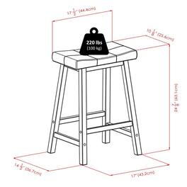 FurniFact - Black Faux Leather Saddle Seat Bar Stool, 24 Inch Counter Height Kitchen Stool - Walnut / Black