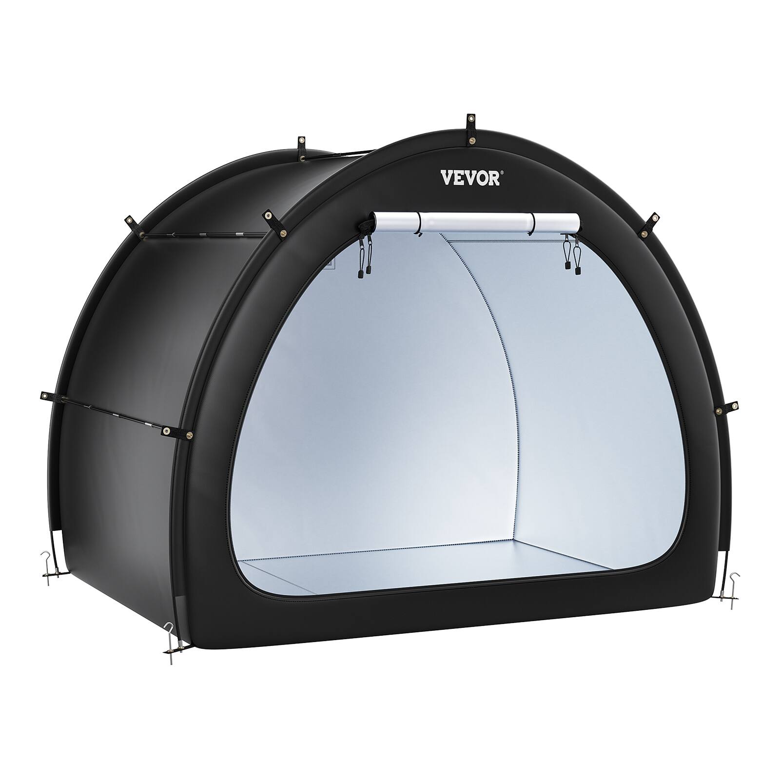 Alt View 5. VEVOR - 4 to 5 Bikes, Outdoor Spacious Bike Storage Tent with Ventilated Window, Waterproof Fan-Shaped Bike Tent - Black.