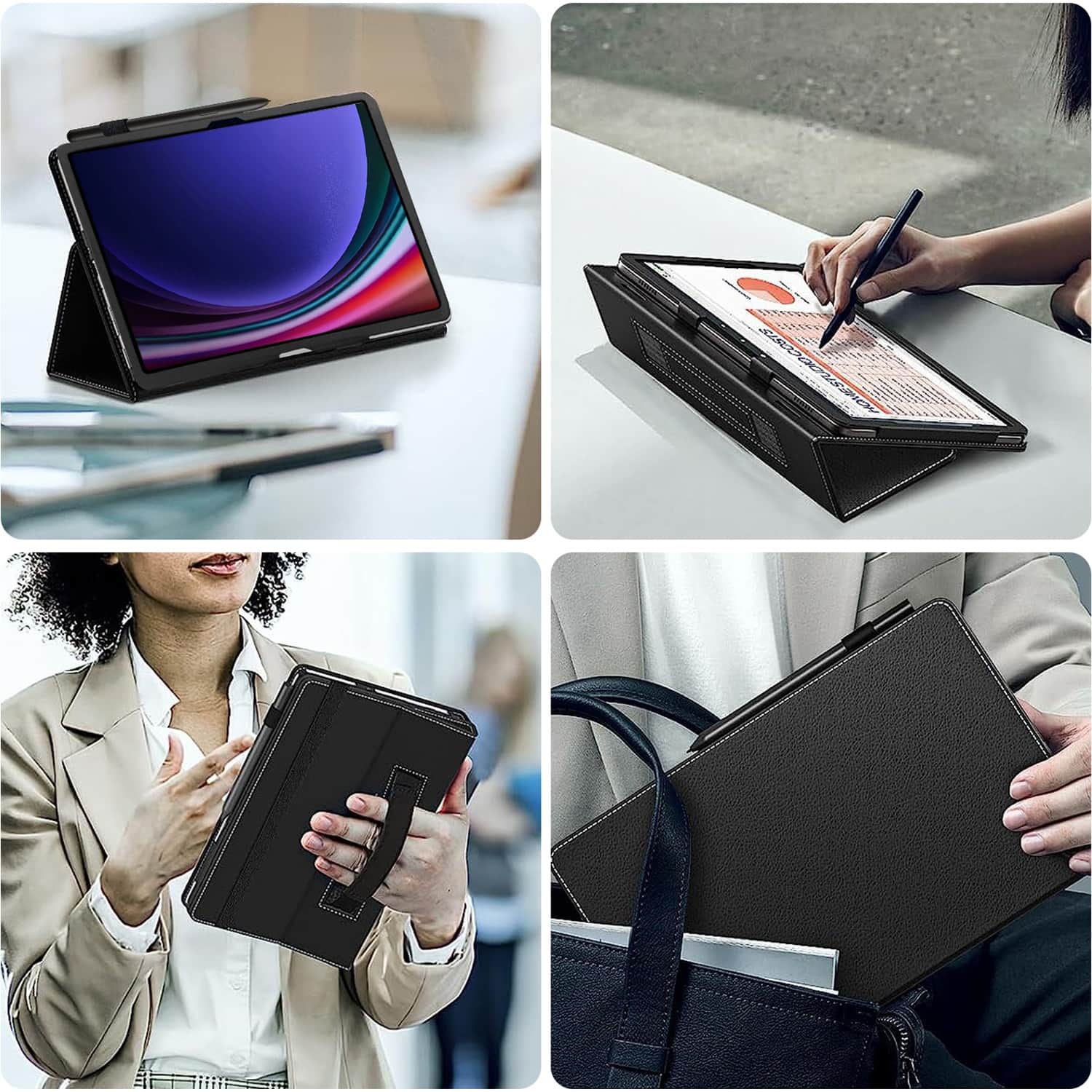 Alt View 16. SaharaCase - Bi-Fold Folio Case for Samsung Galaxy Tab S10+, Tab S9+, and Tab S9 FE+ - Black.