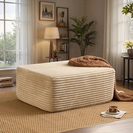 Front. Ovios - Ottoman for Sectional Modular Sofa, Oversized Footrest for Couch, No Assembly - Beige(Plush).