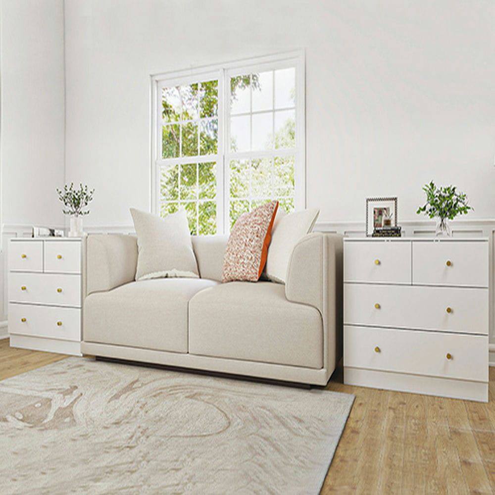 Angle. Kadyn - White Modern Simple 4-Drawer Dresser Nightstand, Compact Storage Cabinet for Bedroom, Living Room - White.