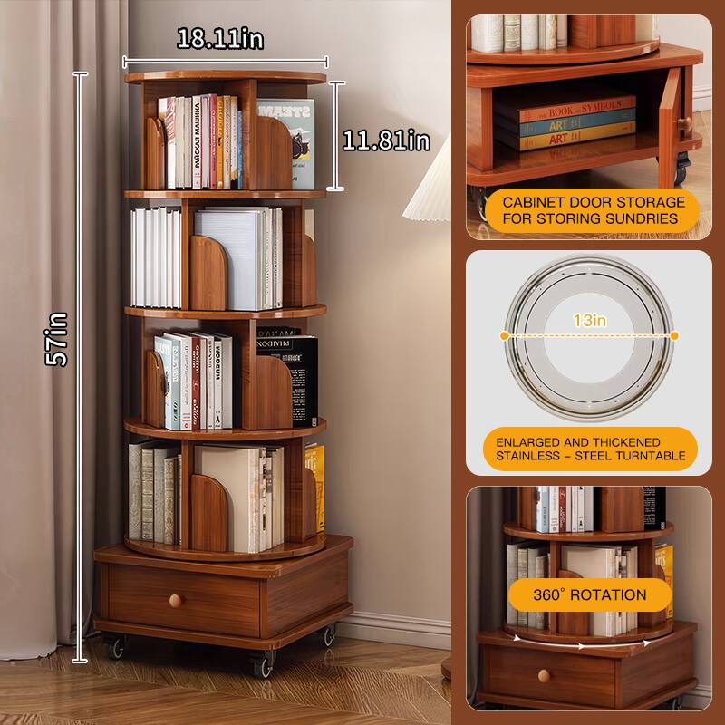 18.11in  
11.81in  
57in  

CABINET DOOR STORAGE FOR STORING SUNDRIES  

13in  

ENLARGED AND THICKENED STAINLESS - STEEL TURNTABLE  

360° ROTATION