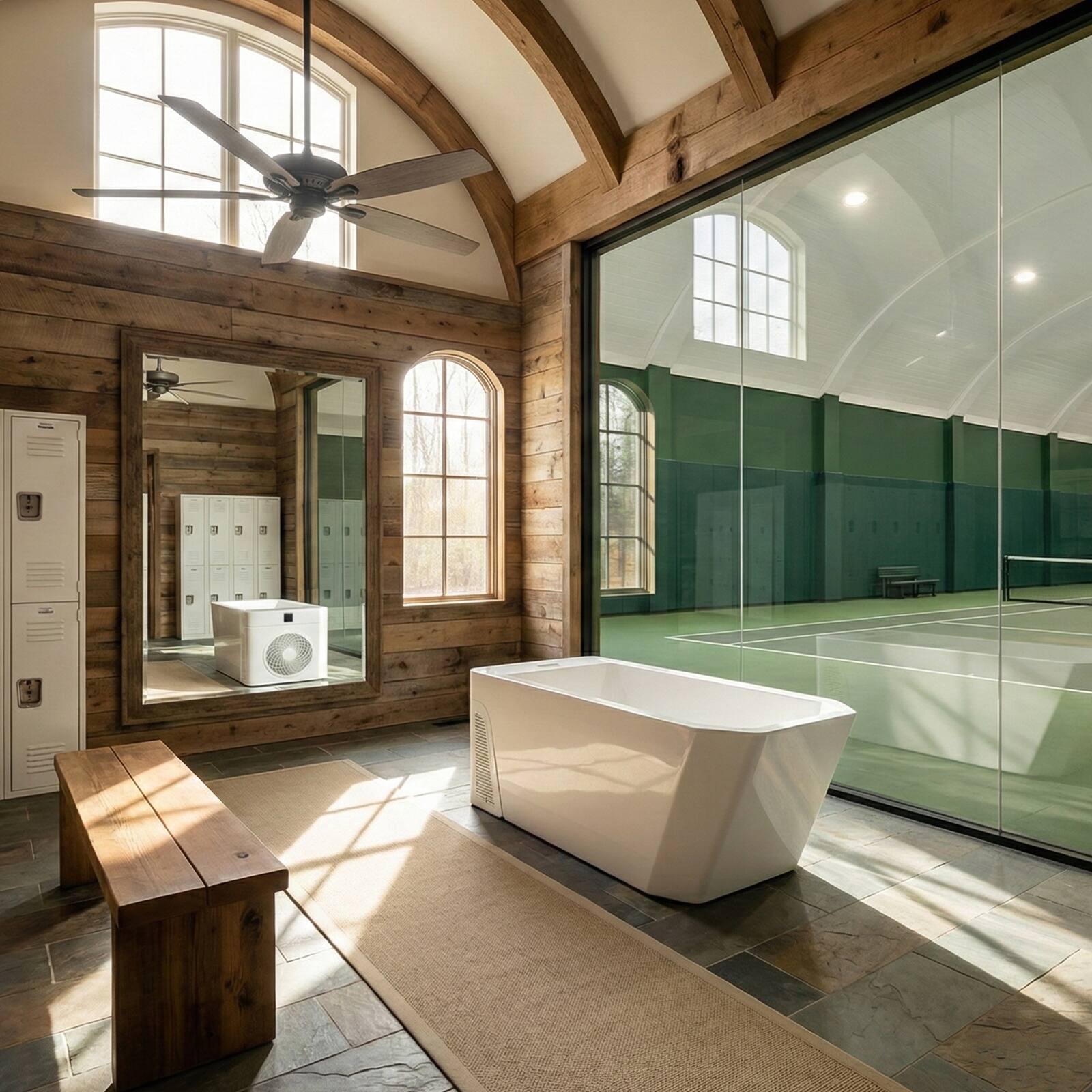 Alt View 5. Empava - 77 in. x 31.5 in. Cold Plunge Freestanding Bathtub 2 Jets Ice Bath W/ Ozone Sterilization - Chiller - Heater in White - White.