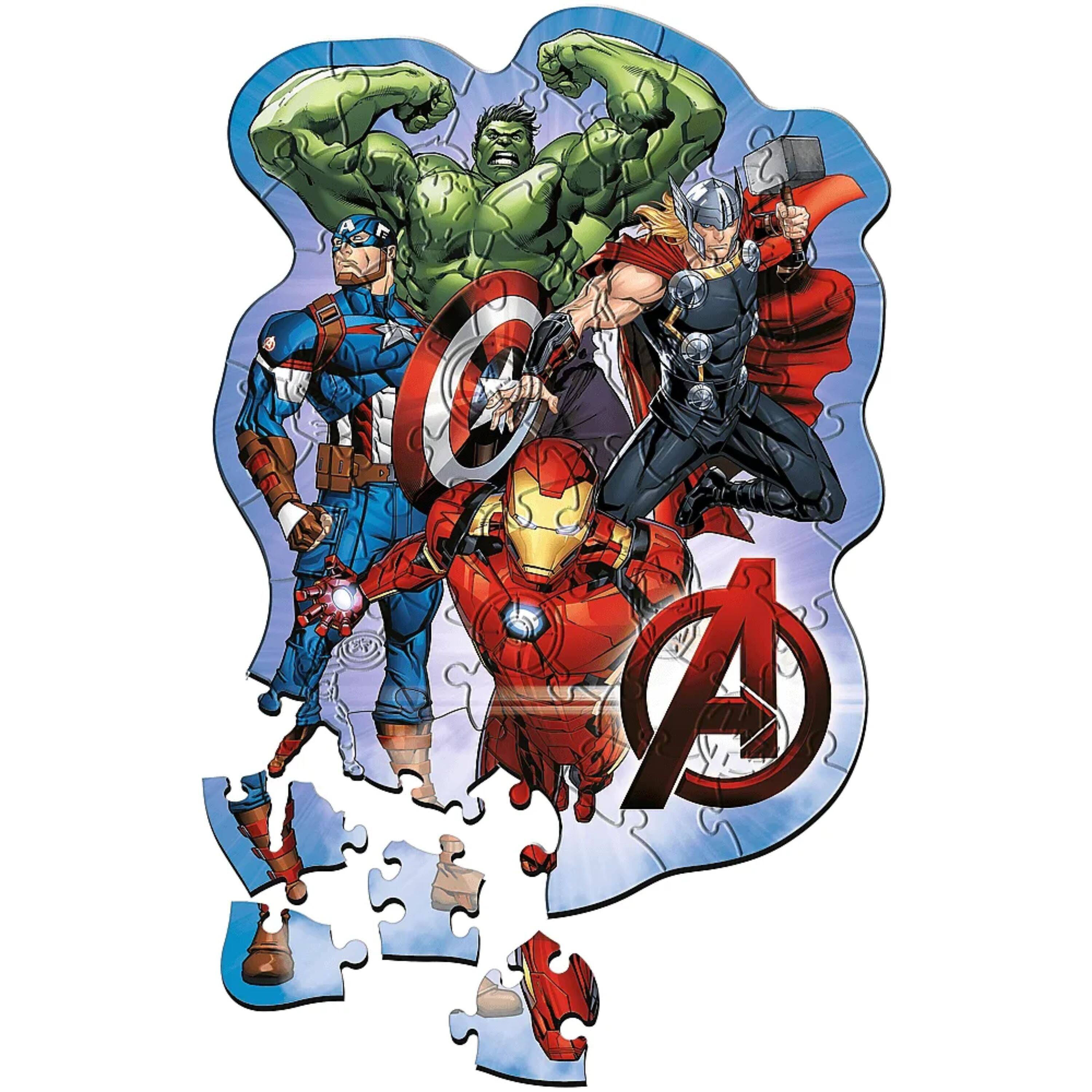 Alt View 1. Trefl - Trefl Wood Craft 50 Piece Wooden Puzzle - Marvel Avenger's Adventures.