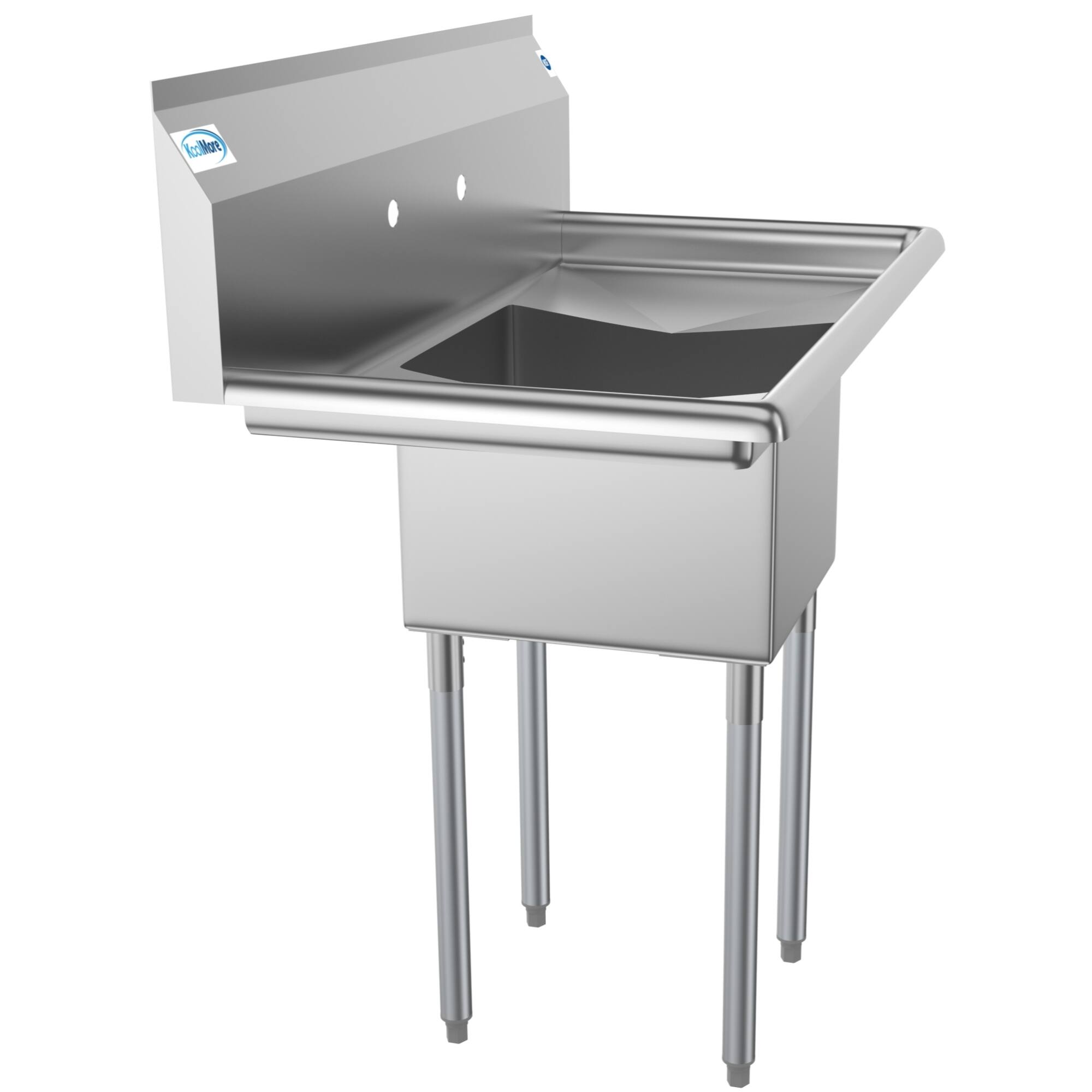 Back. Koolmore - 38 in. One Compartment Stainless Steel  Sink with Drainboards, Bowl Size 14"x 16"x 11" SA141611-12B3. - Stainless Steel.