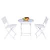 Front. Costway - Costway 3 PCS Folding Bistro Table Chairs Set Garden Backyard Patio Furniture - White.