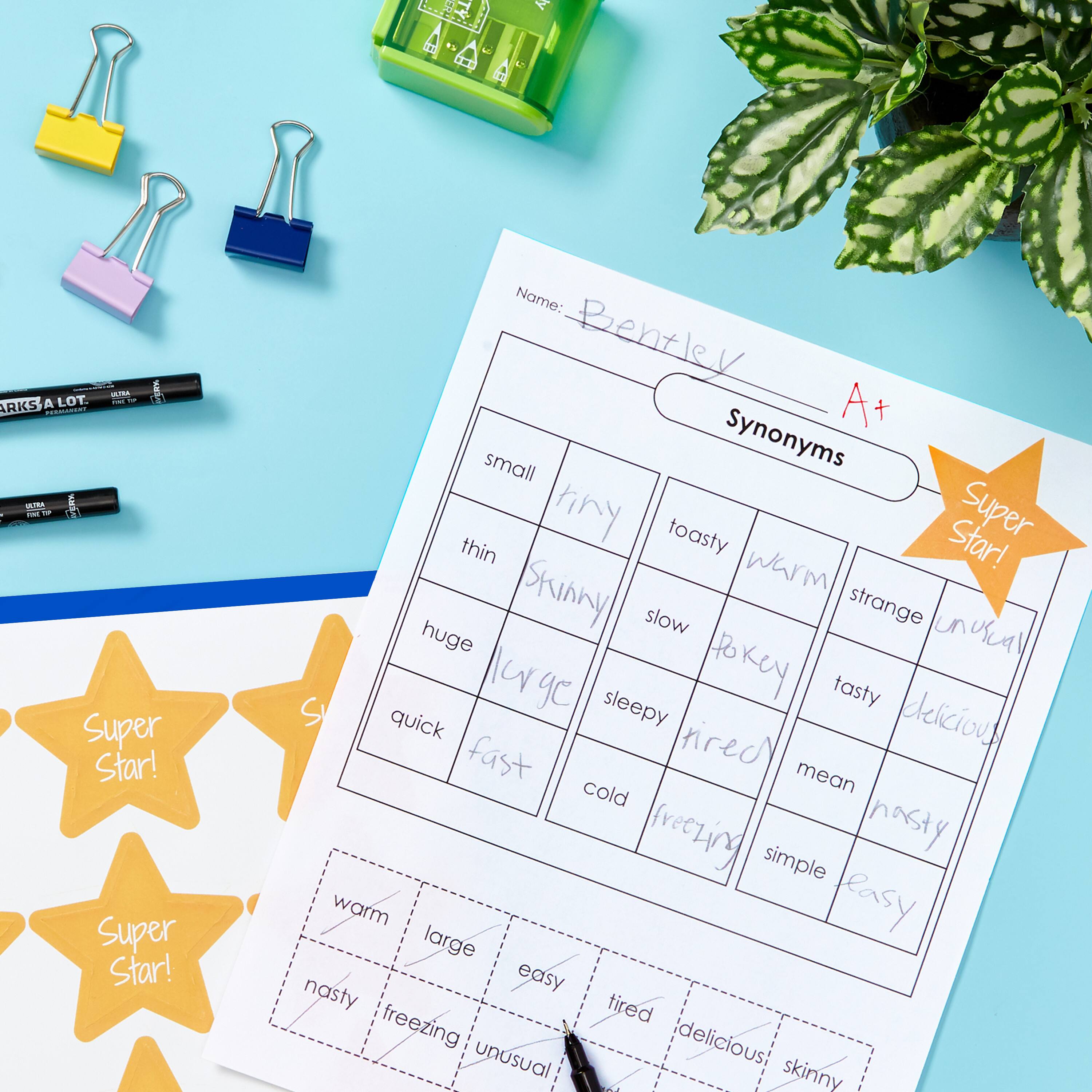 A LOT. -i.. i - A ARKS C MIM TH - Super Star! Super Star! Name: Bentley At small Synonyms tiny toasty Star! Super thin Skinny warm slow strange huge unurcal lurge Pokey tasty SI quick sleepy delicious fast rired cold mean freezing nasty simple warm Rasy large nasty easy tired freezing idelicious! unusual skinny KE