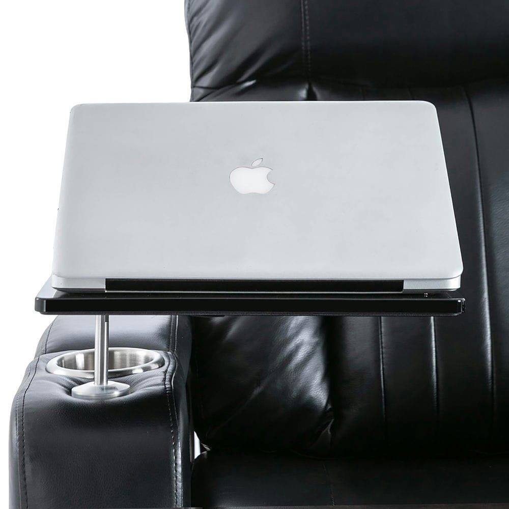 Alt View 4. Kadyn - Premium Power Recliner with Storage Arms, Cupholders, Swivel Tray Table & Phone Stand  - Black - Black.