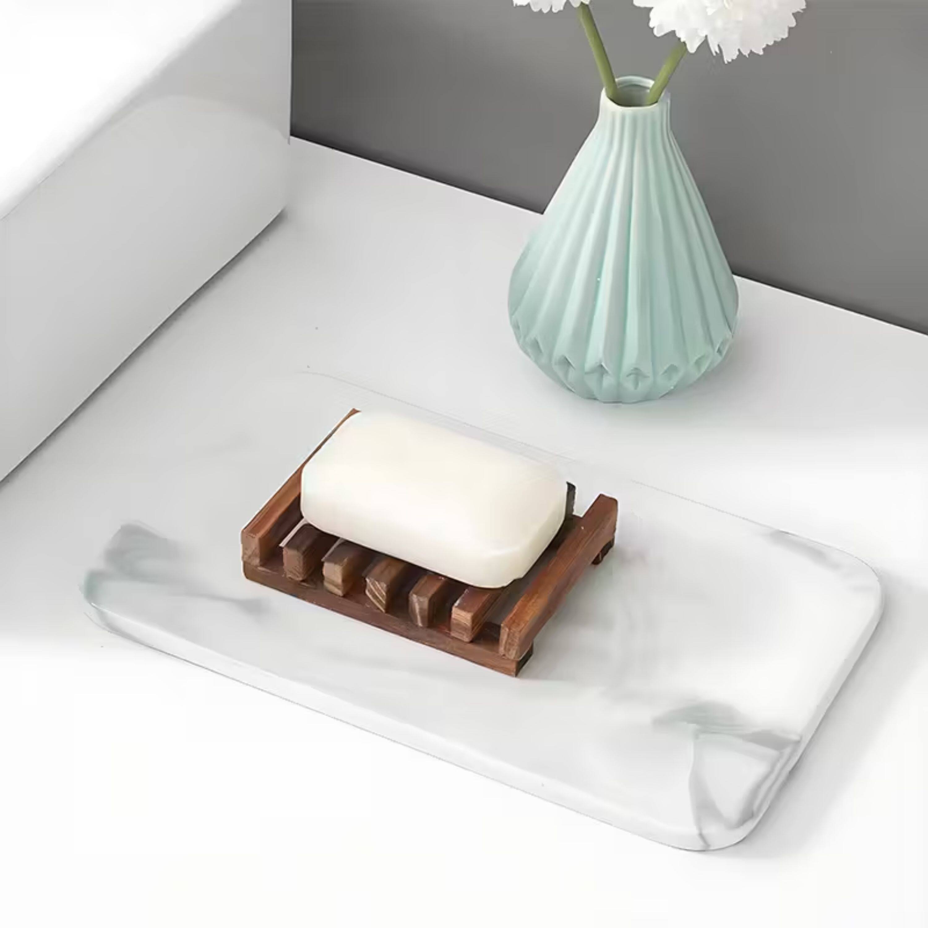 Back. Kitcheniva - Self-Draining Wooden Soap Dish 1 Pcs - Charred Wood Soap Holder.