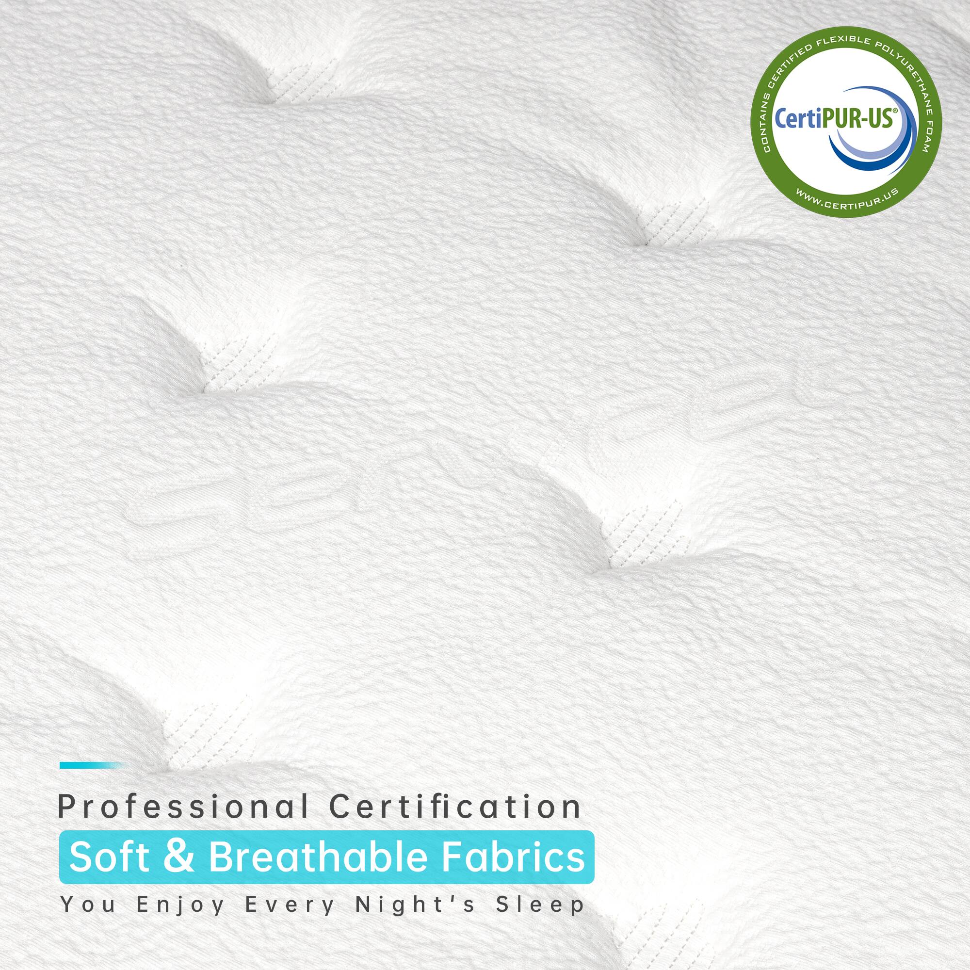 FLEXIBLE CERTIFIED POLYURETHANE CONTAINS CertiPUR-US FOAM. WWW.GERTIPUR.US

Professional Certification

Soft & Breathable Fabrics

You Enjoy Every Night's Sleep