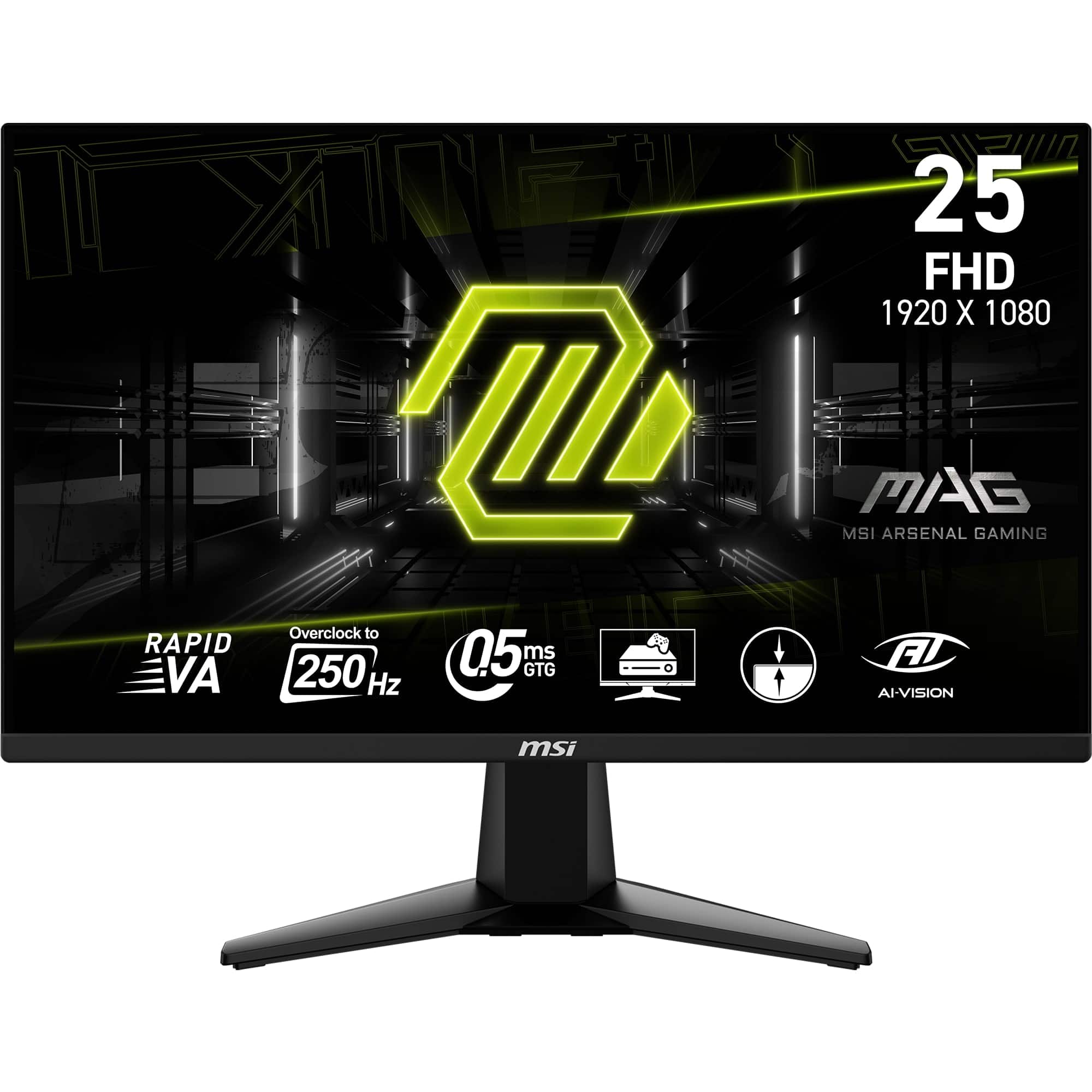 MSI - MAG 255XFV 24" Rapid VA LCD FHD 250Hz 0.5ms Adaptive sync Gaming Monitor(DisplayPort,HDMI) - Metallic Black - Front_Zoom