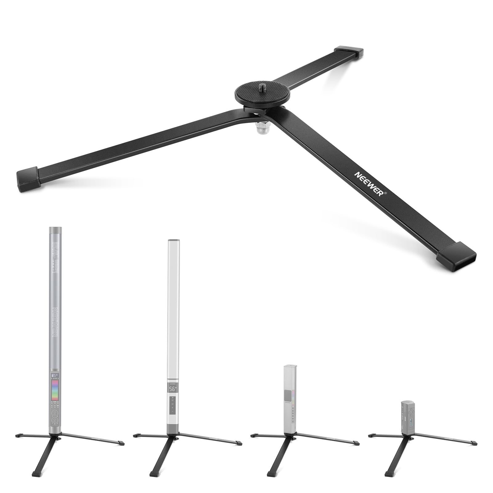Front. Neewer - Metal Mini Tripod Base for TL120C/TL60/CL124 Tube Light, Foldable, 1/4" Screw, CTN5.