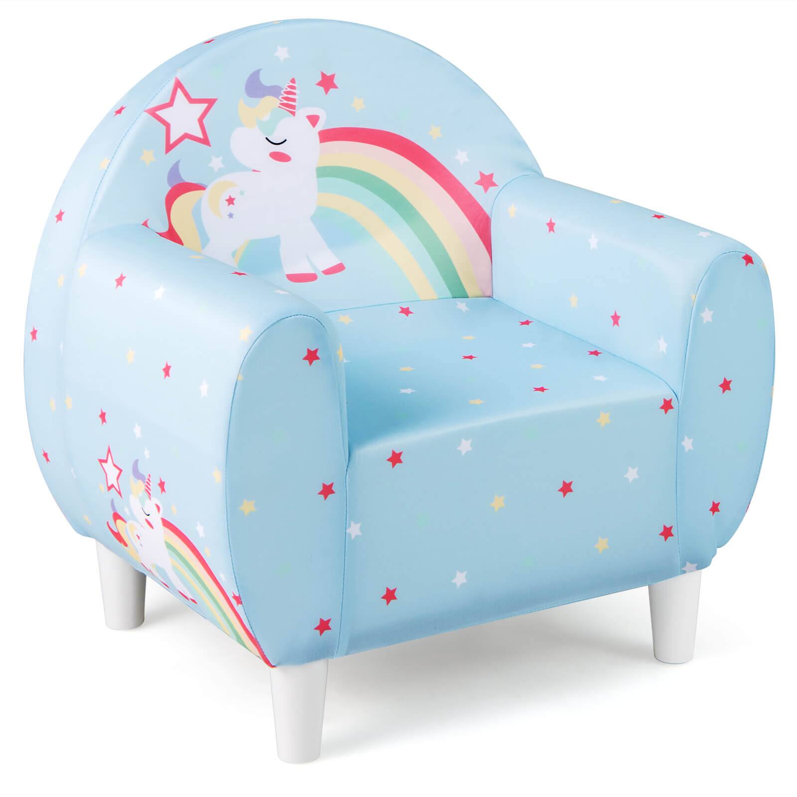 Alt View 9. Costway - Costway Kids Sofa with Breathable Spandex Fabric High-density Sponge Filling for Boys Girls - Blue.