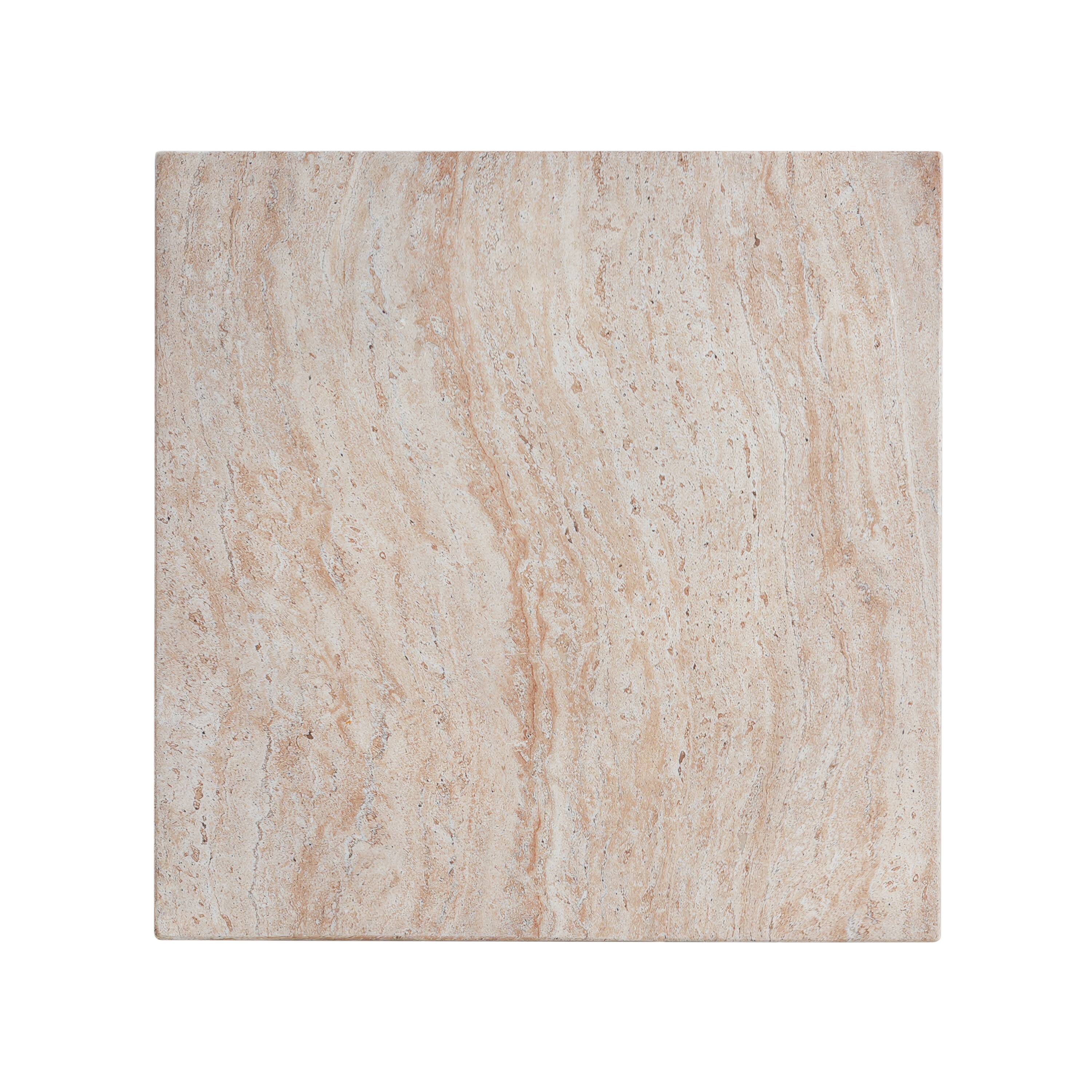 Alt View 1. Whisen - Outdoor Square Travertine Lightweight Concrete Side Table for Patio and Backyard - Beige.