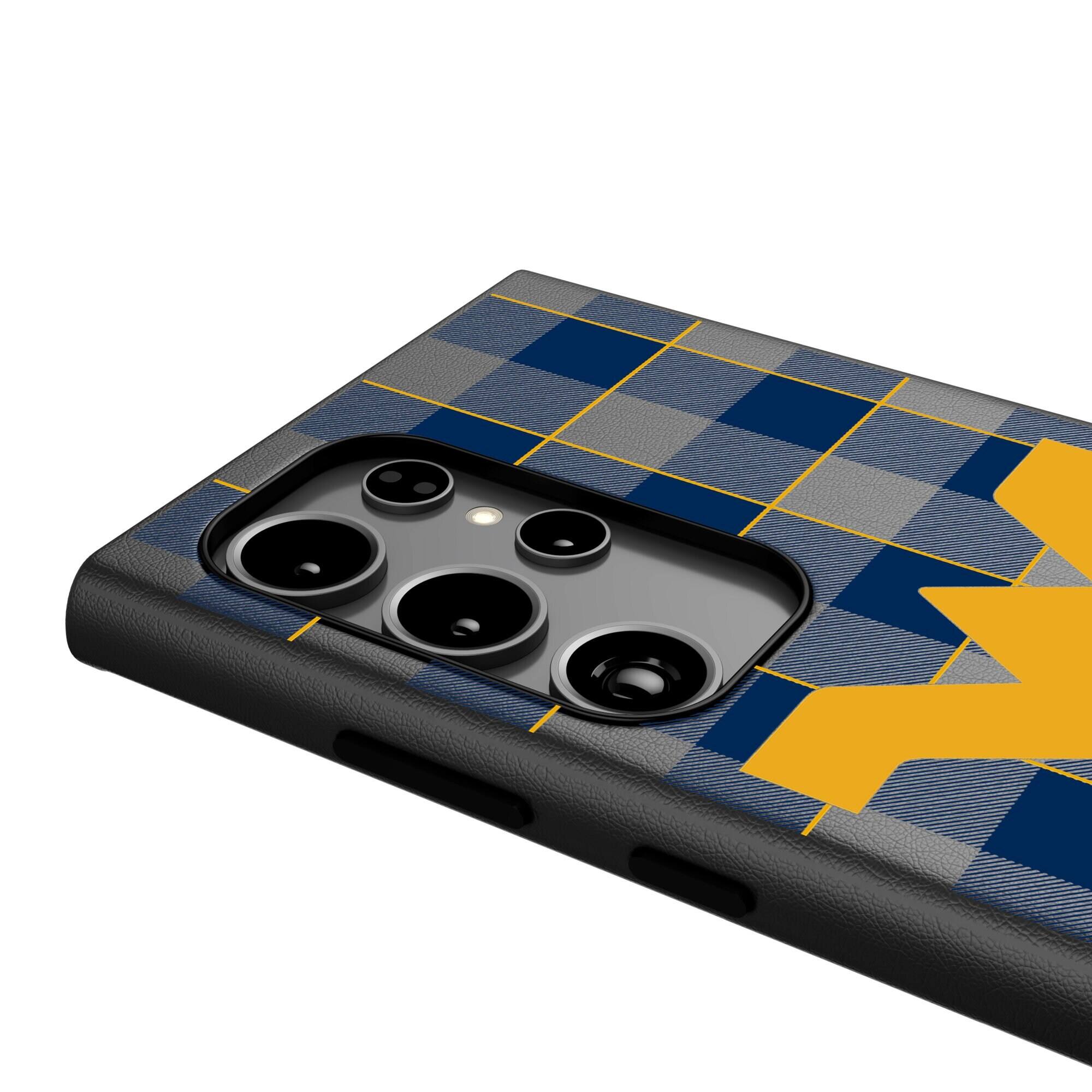 Alt View 3. Keyscaper - West Virginia Mountaineers Plaid Galaxy Magnetic Bump Case - S25 - Black.