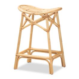 bali & pari - Elgon Modern Bohemian Natural Rattan Counter Stool - Natural Brown