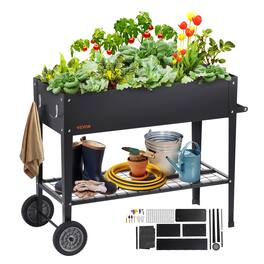 VEVOR - Raised Garden Bed, 42.5 x 19.5 x 31.5 inch Galvanized Metal Planter Box, Elevated Outdoor Planting Boxes with Legs - Black