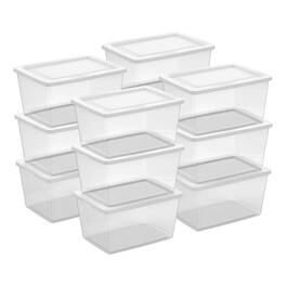 Sterilite - 58 Qt Storage Boxes, Clear Plastic Containers w/ Lid, Set of 12, White