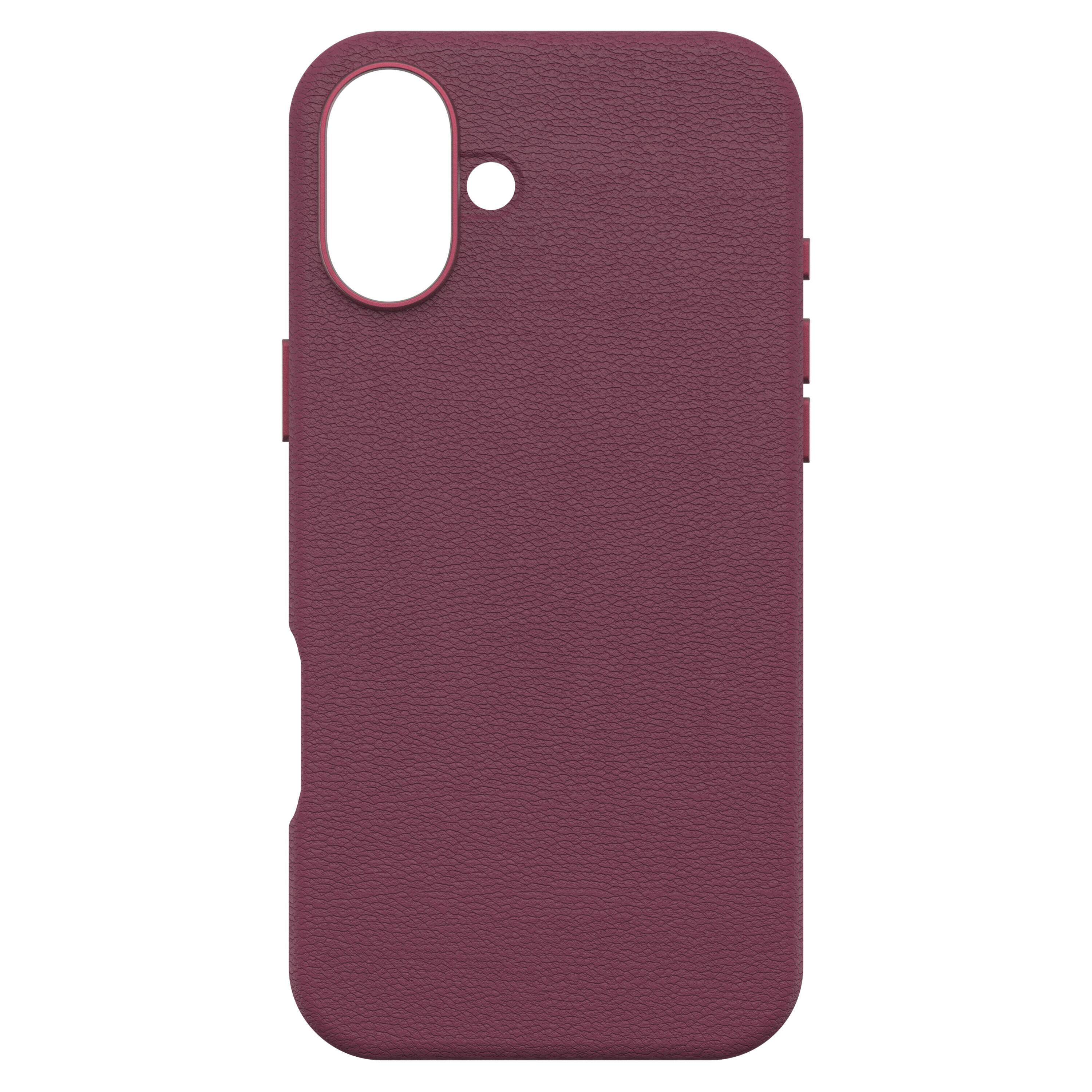 Angle. OtterBox - Symmetry Cactus Leather Series Hard Shell for MagSafe for Apple iPhone 16 Plus - Maroon Bells.