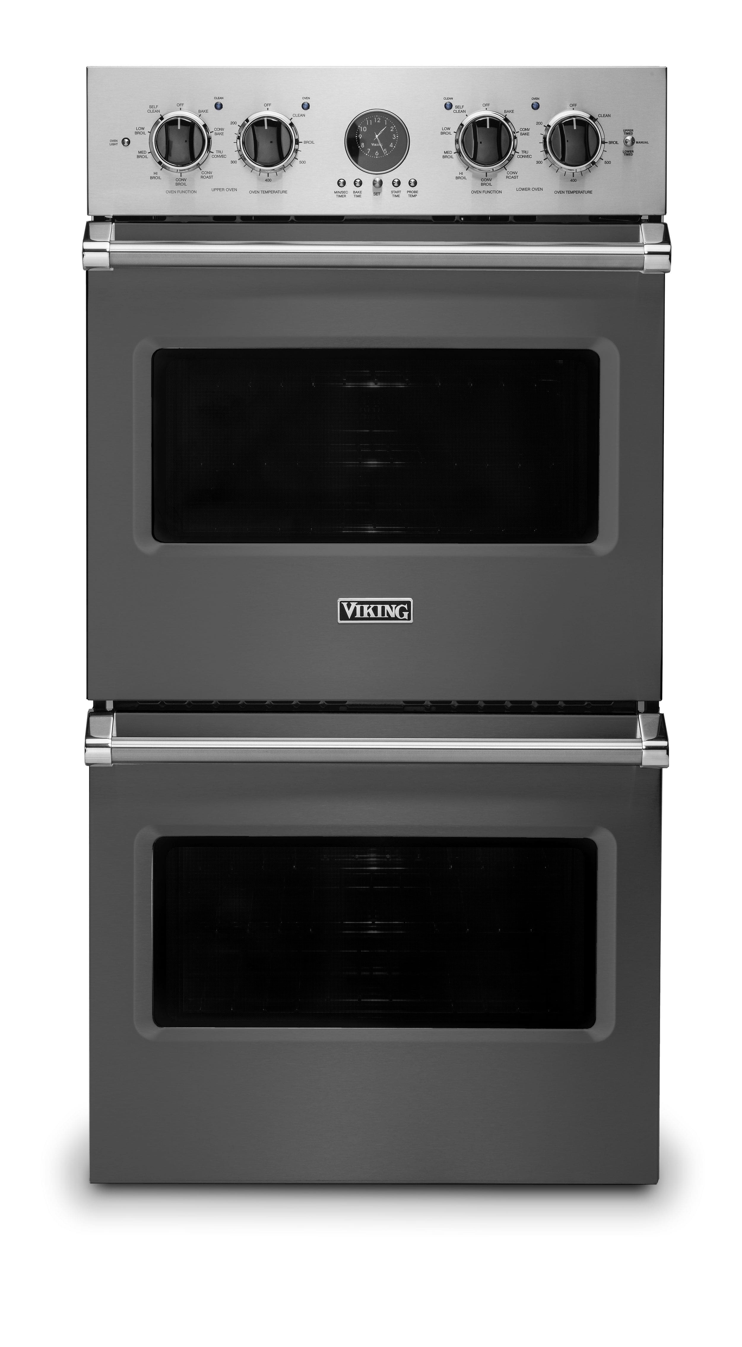 Front. Viking - 27"Premiere Electric Double Oven-Damascus Gray - Damascus Gray.