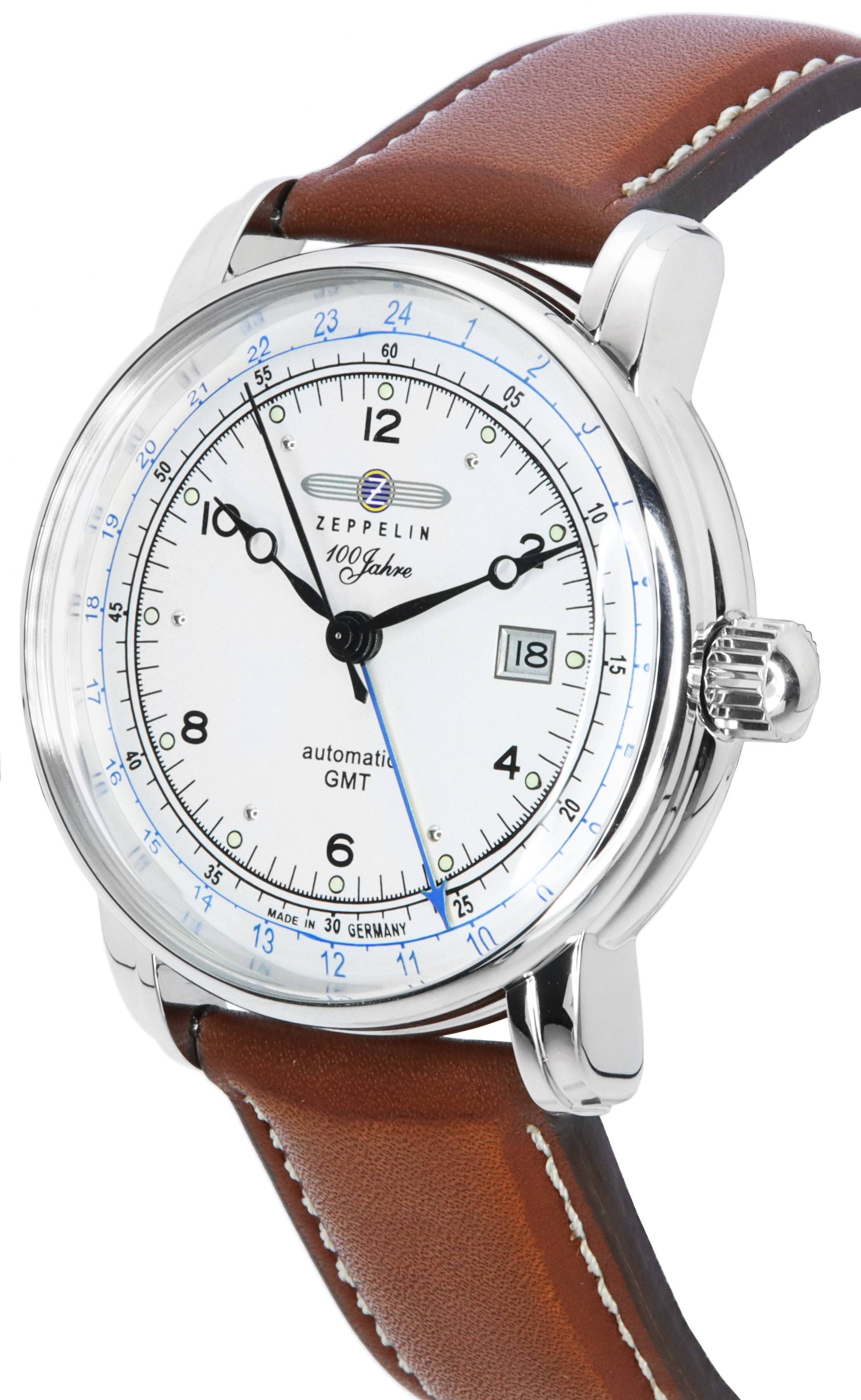 23 24 1 22 60 55 21 05 12 100 ZEPPELIN 100 Jahre 18 45 18 15 17 8 automatic GMT 40 4 5 16 MADE IN 30 GERMANY