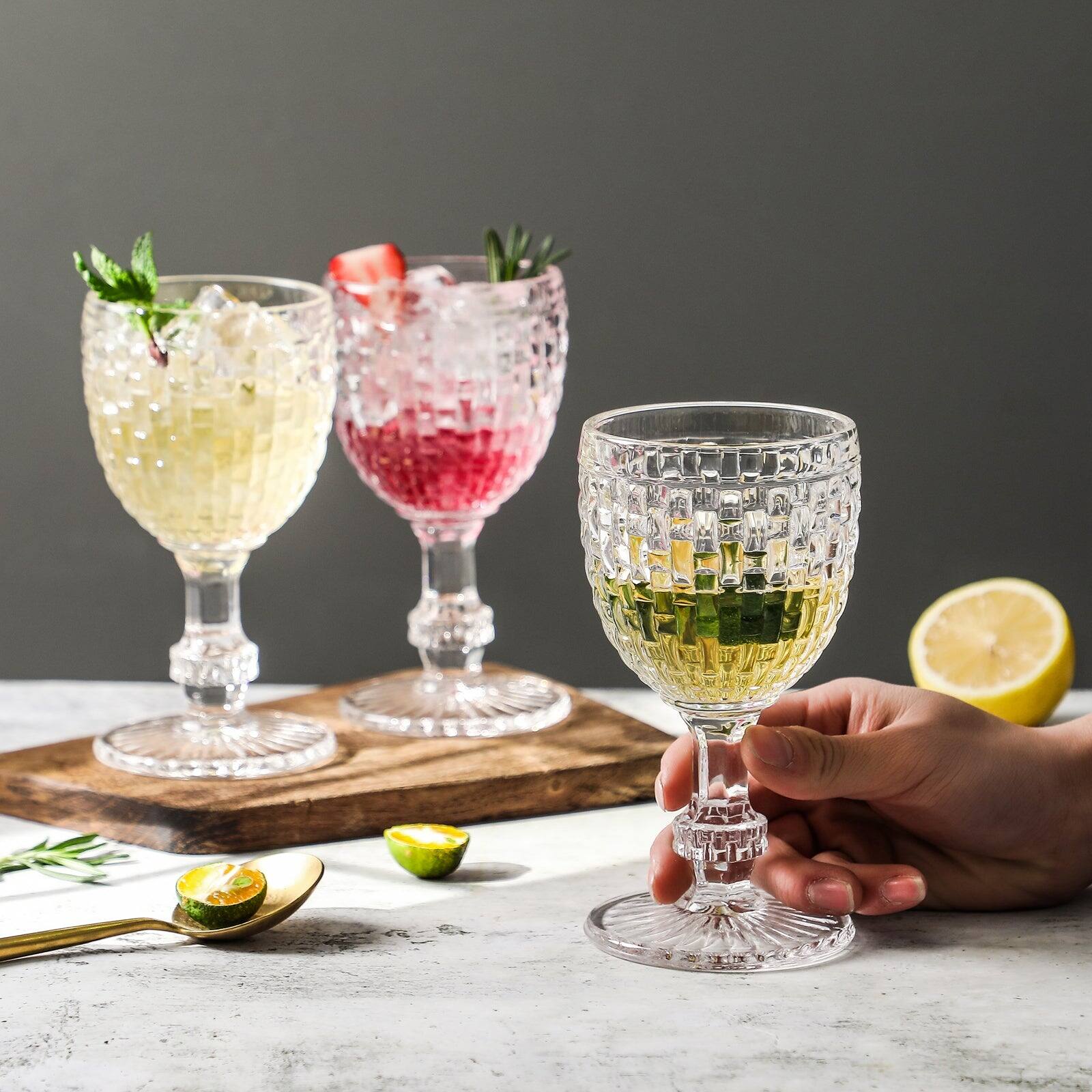 Alt View 1. BreeBe - Diamond Facets Beverage Goblet (8.5 oz. set of 6) - Clear.