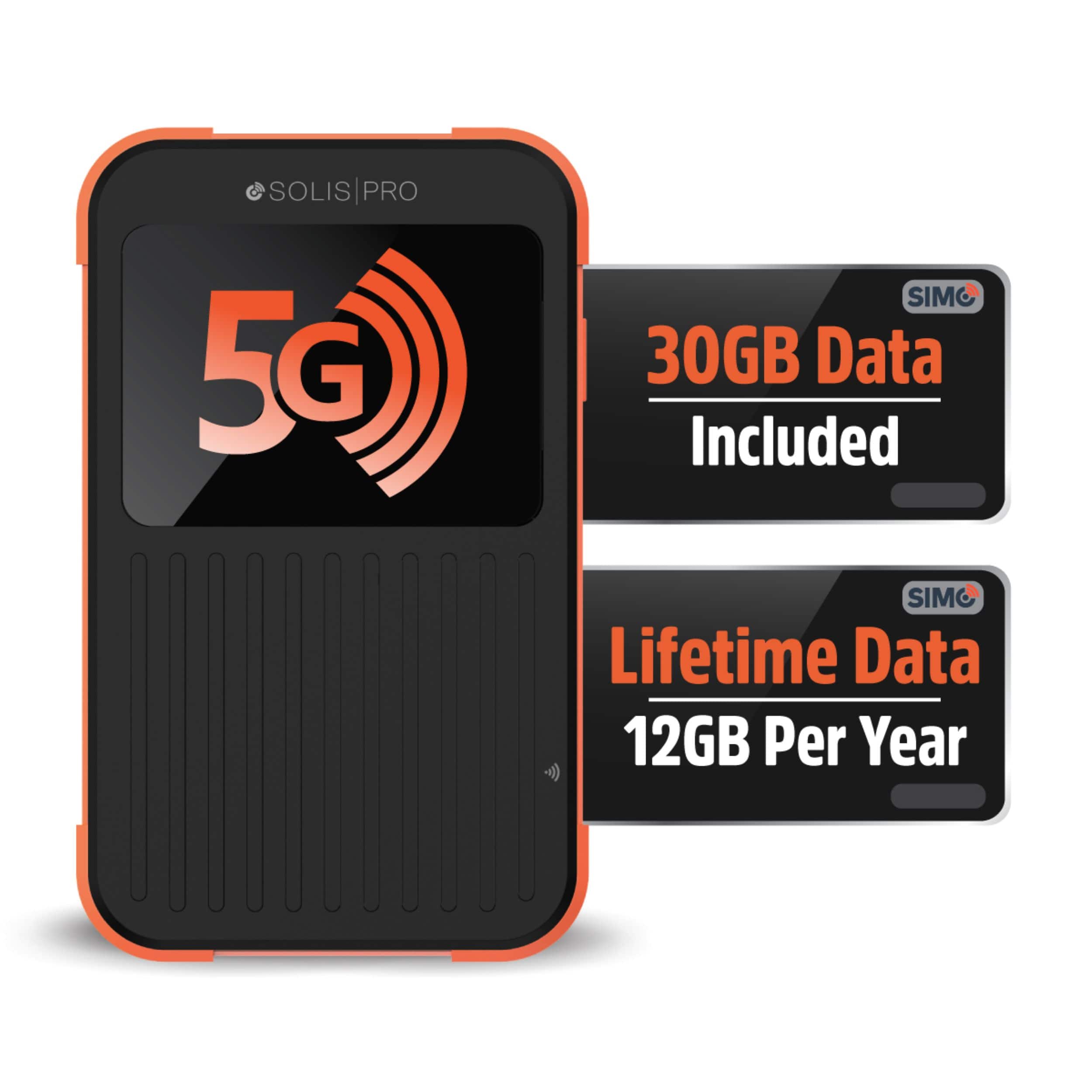 SIMO - Solis Pro 5G Mobile Hotspot and Power Bank with Lifetime Data - Black (Unlocked)