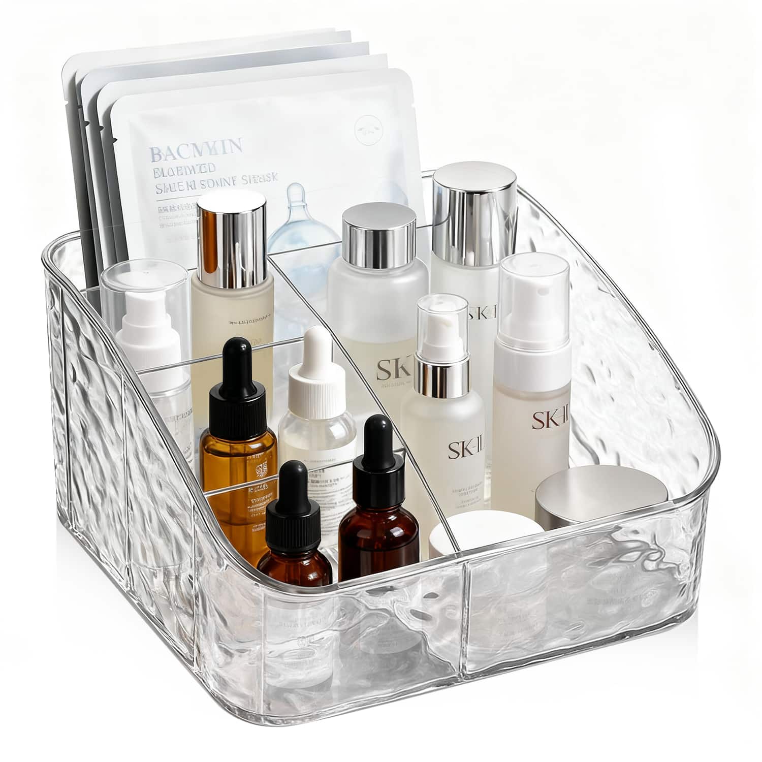 Mber - Makeup Organizer Countertop, Vanity Makeup Organizer Tray, Cosmetic and Skincare Organizers Acrylic Makeup Storage - Clear