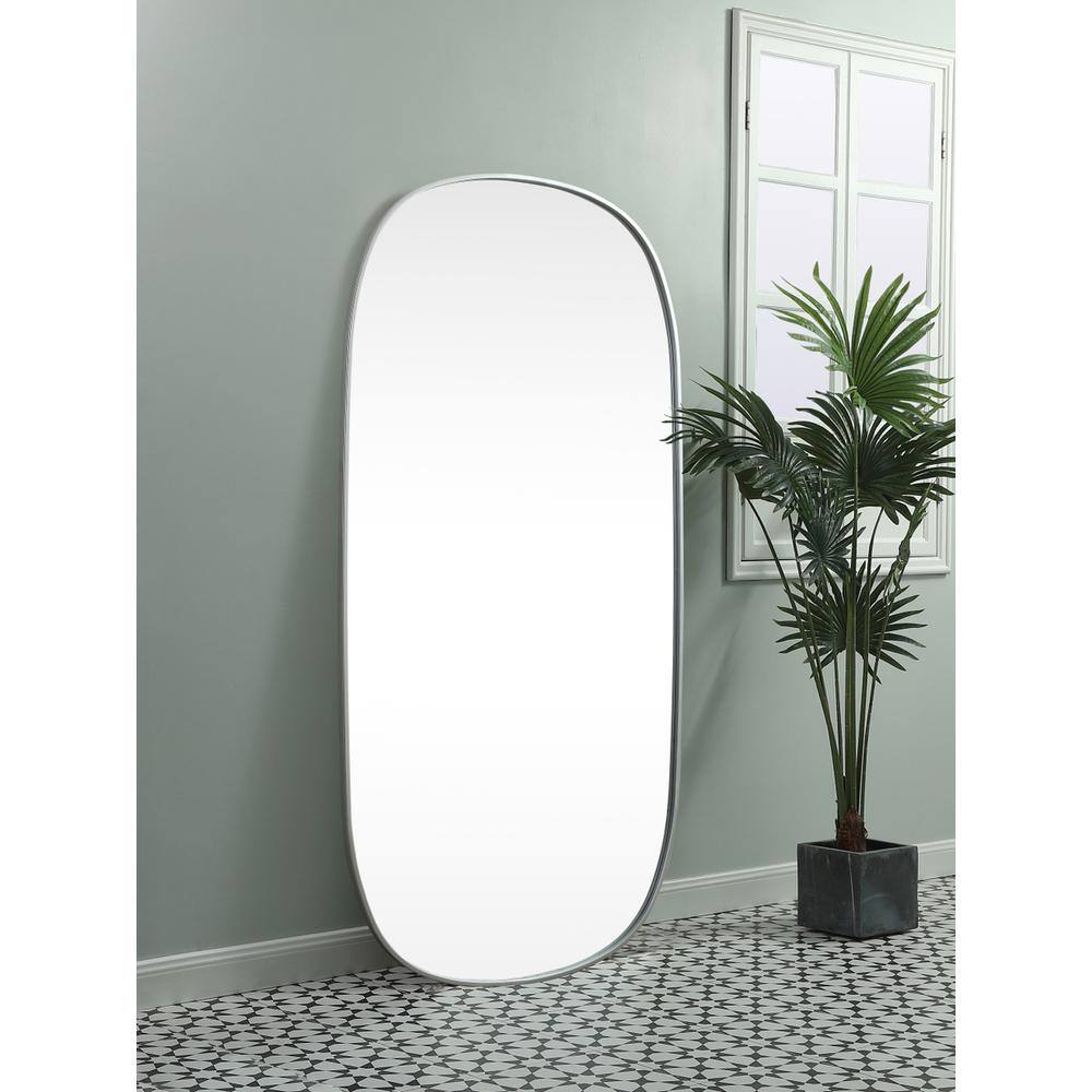 Alt View 4. Elegant Decor - Metal Frame Oval Mirror 30x60 Inch in Silver - Silver.