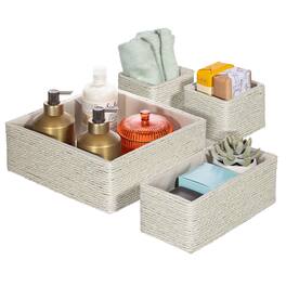 Sorbus - Storage Baskets - Woven Material - Set of 4 - Braided Organizer for Bathroom, Vanity - Beige