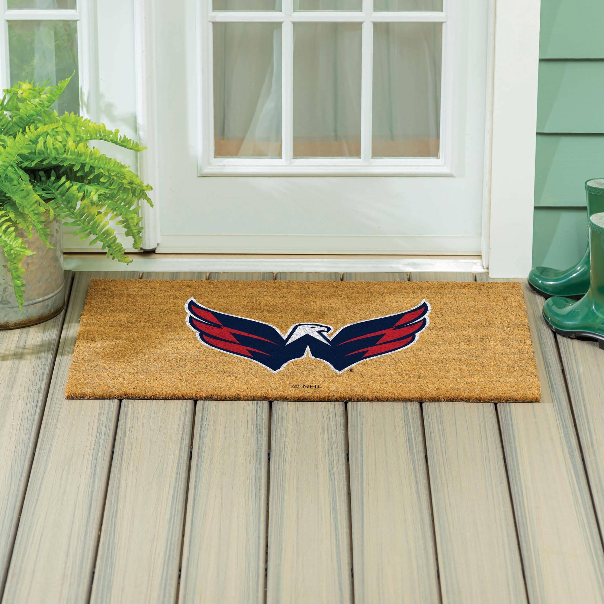 Alt View 3. Evergreen Enterprises - Washington Capitals 24" x 36" Outdoor Team Logo Coir Mat - Brown.