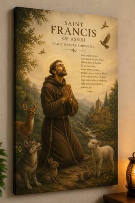 FC Design - Large Saint Francis of Assisi Canvas Print 24x36" Nature Animal Prayer Art Painting Home Wall Decor - MultiColor