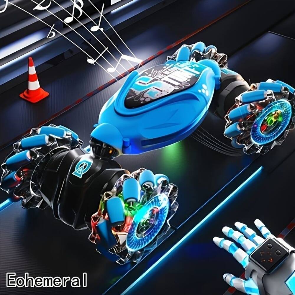 Alt View 6. Loheer - Loheer Blue Remote Control Stunt Twist Car Rechargeable RC Toy with Music and Lights.