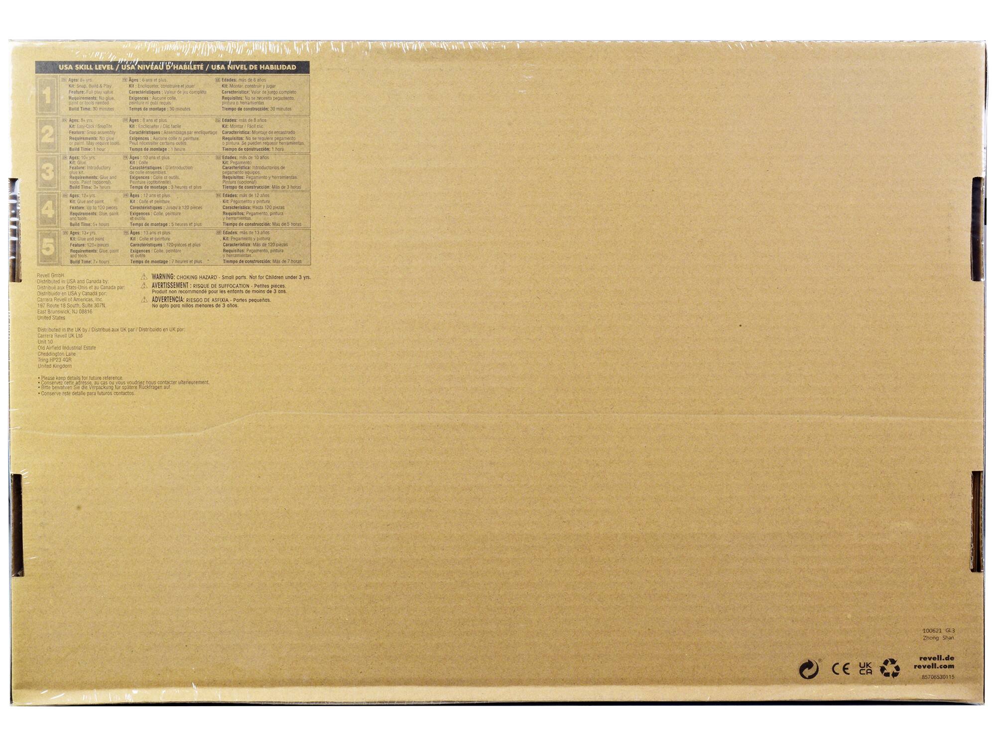 USA SKILL LEVEL / USA NIVEAU D'HABILITÉ / USA NIVEL DE HABILIDAD

1. Ages: 8+ / Edad: 8+ / Edades: 8+
   - Requirements: No glue, no paint / Requisitos: No pegamento, no pintura / Requisitos: No pegamento, no pintura
   - Build Time: 1 hour / Tiempo de montaje: 30 minutos / Zeit zum Bauen: 30 Minuten
   - Features: Basic / Características: Básica / Merkmale: Grundlegende

2. Ages: 8+ / Edad: 8+ / Edades: 8+
   - Requirements: No glue, no paint / Requisitos: No pegamento, no pintura / Requisitos: No pegamento, no pintura
   - Build Time: 1 hour / Tiempo de montaje: 30 minutos / Zeit zum Bauen: 30 Minuten
   - Features: Intermediate / Características: Intermedia / Merkmale: Mittlere

3. Ages: 8+ / Edad: 8+ / Edades