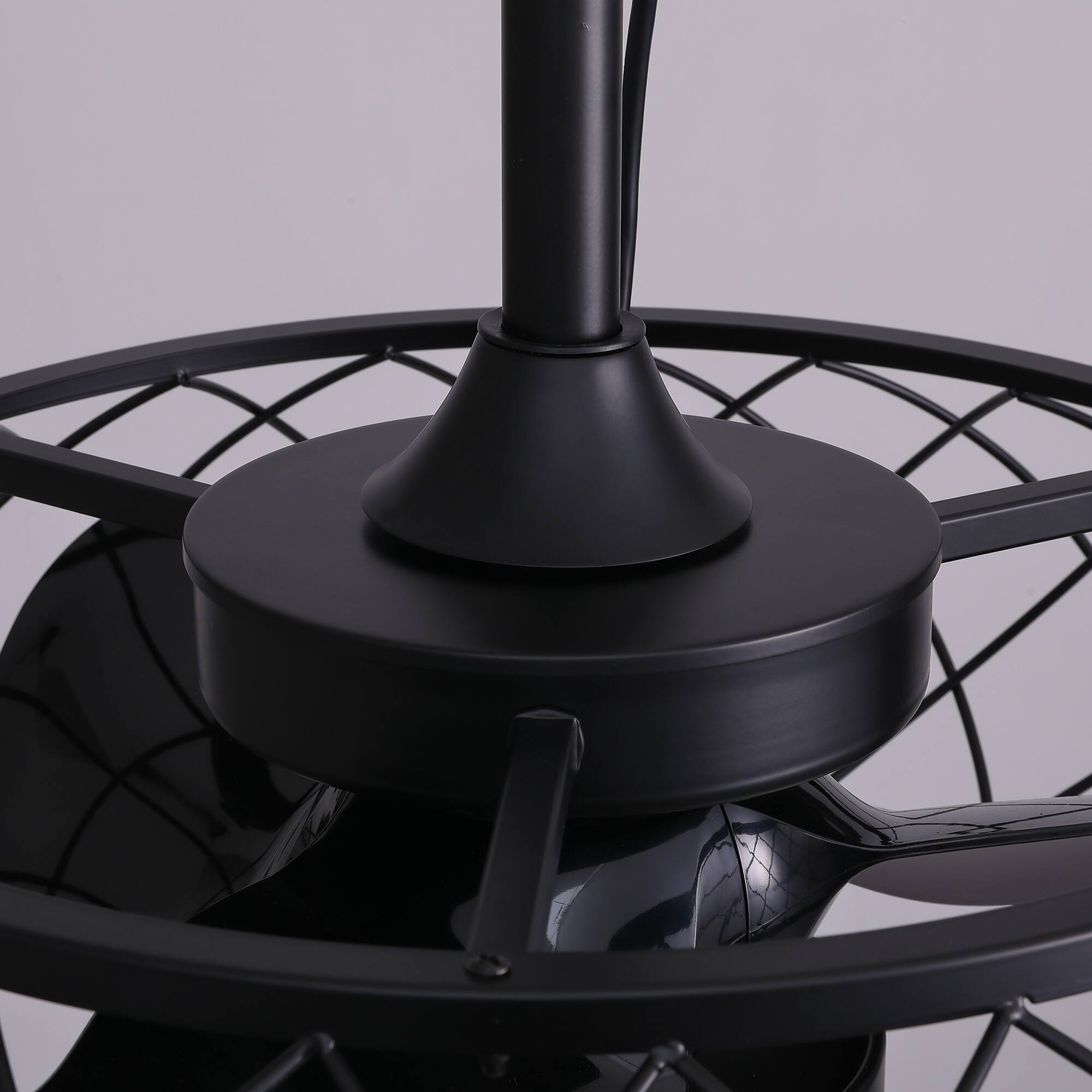 Alt View 9. Siljoy - 20 Inch Matte Black Caged Ceiling Fan Light Remote 6-Speed Reversible Waterproof for Bedroom Kitchen Patio - Matte Black.
