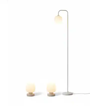 Front. FINEAK - 3-Piece Lamp Set: 2 Touch Bedside Table Lamps + 1 Floor Lamp - Modern White Opal Glass Lamps with LED Bulbs - White.