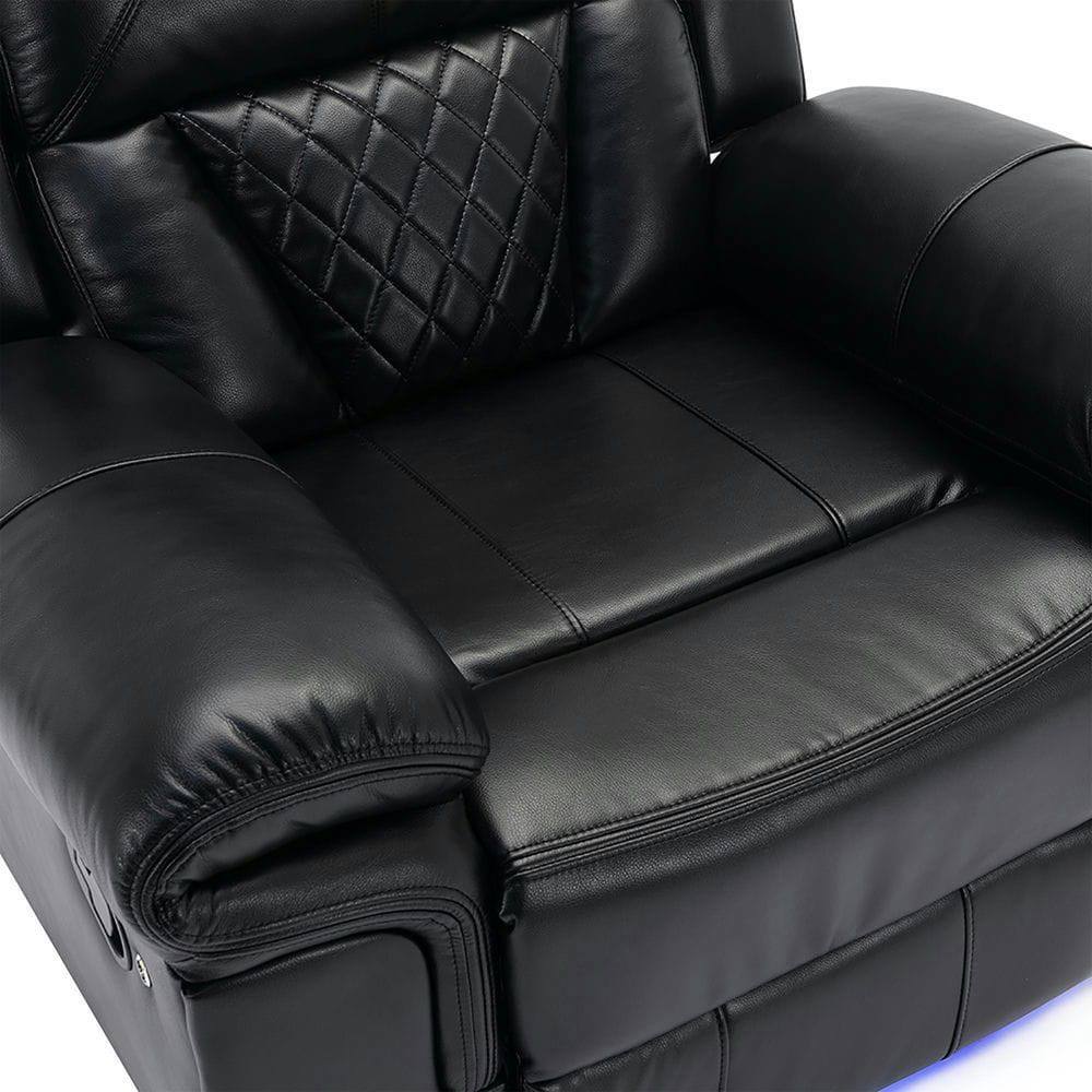 Alt View 6. Kadyn - Manual Home Theater Recliner Chair with LED Light Strip for Living Room Bedroom - Black.